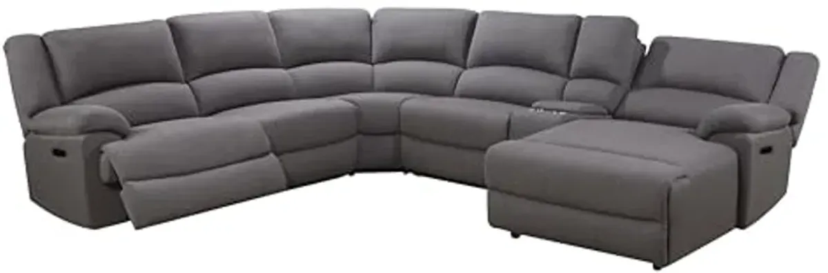 Abbyson Living Fletcher Stain-Resistant Fabric Reclining 6 Piece Sectional, Gray