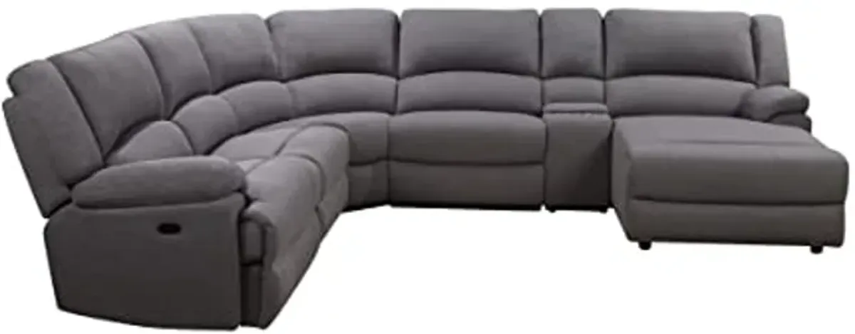 Abbyson Living Fletcher Stain-Resistant Fabric Reclining 6 Piece Sectional, Gray