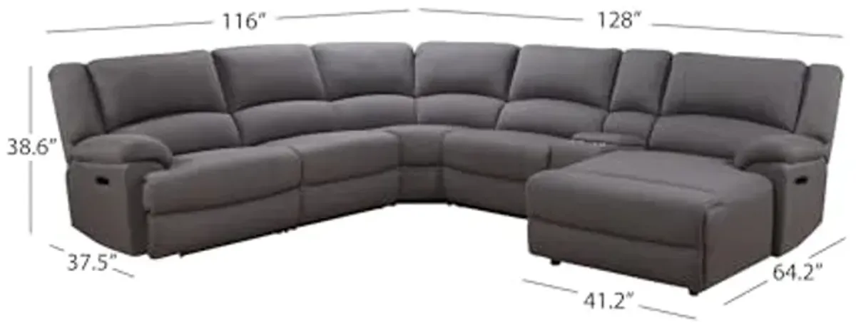 Abbyson Living Fletcher Stain-Resistant Fabric Reclining 6 Piece Sectional, Gray