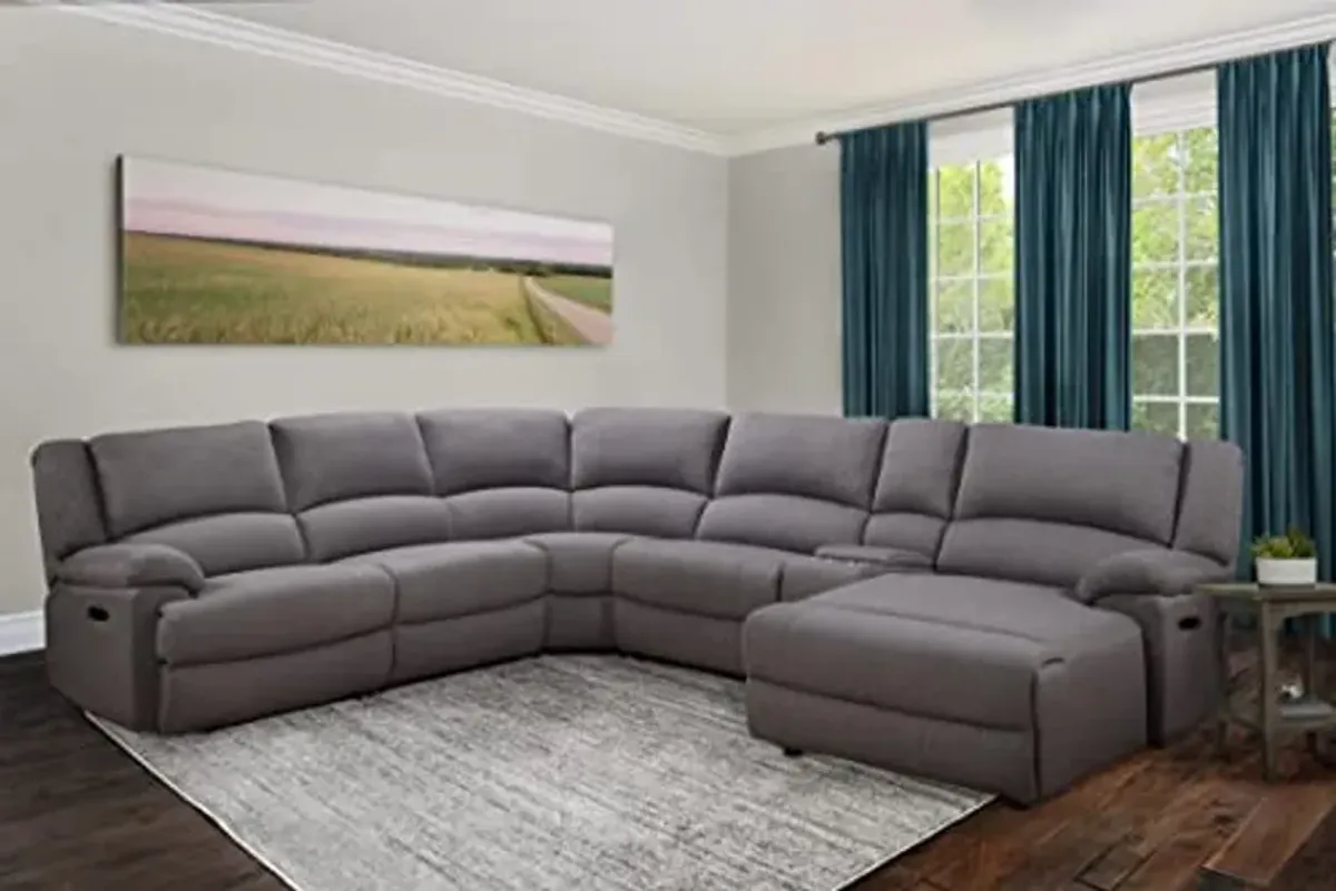 Abbyson Living Fletcher Stain-Resistant Fabric Reclining 6 Piece Sectional, Gray