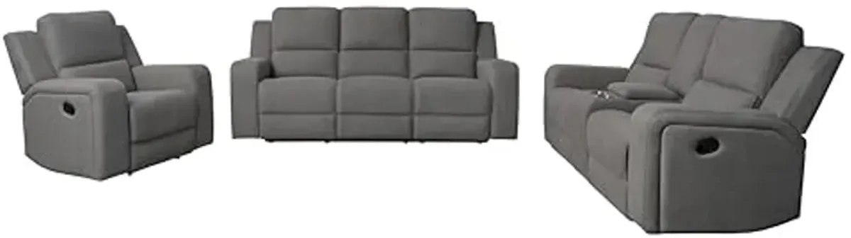 Abbyson Living Margaret 3PC Fabric Manual Reclining Sofa Collection, Charcoal