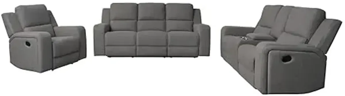 Margaret 3PC Fabric Manual Reclining Sofa Collection, Charcoal
