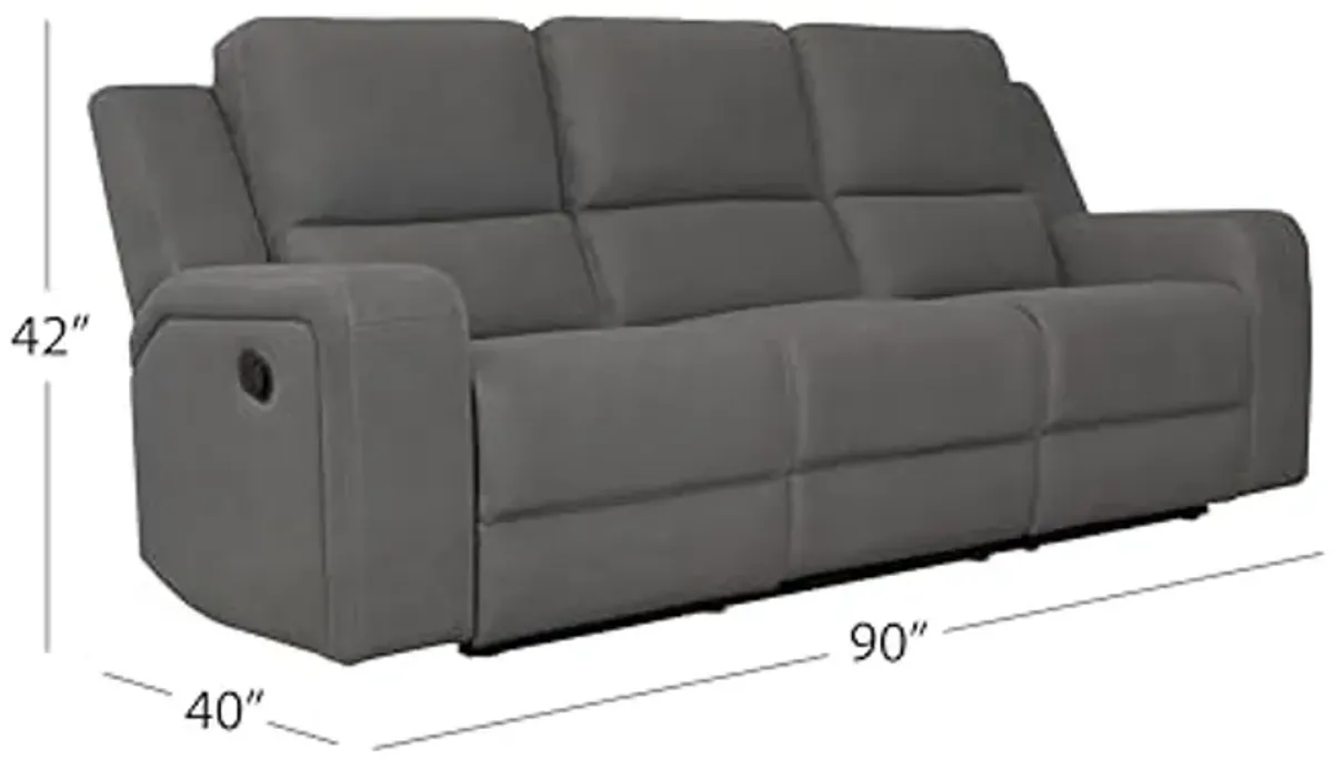 Abbyson Living Margaret 3PC Fabric Manual Reclining Sofa Collection, Charcoal