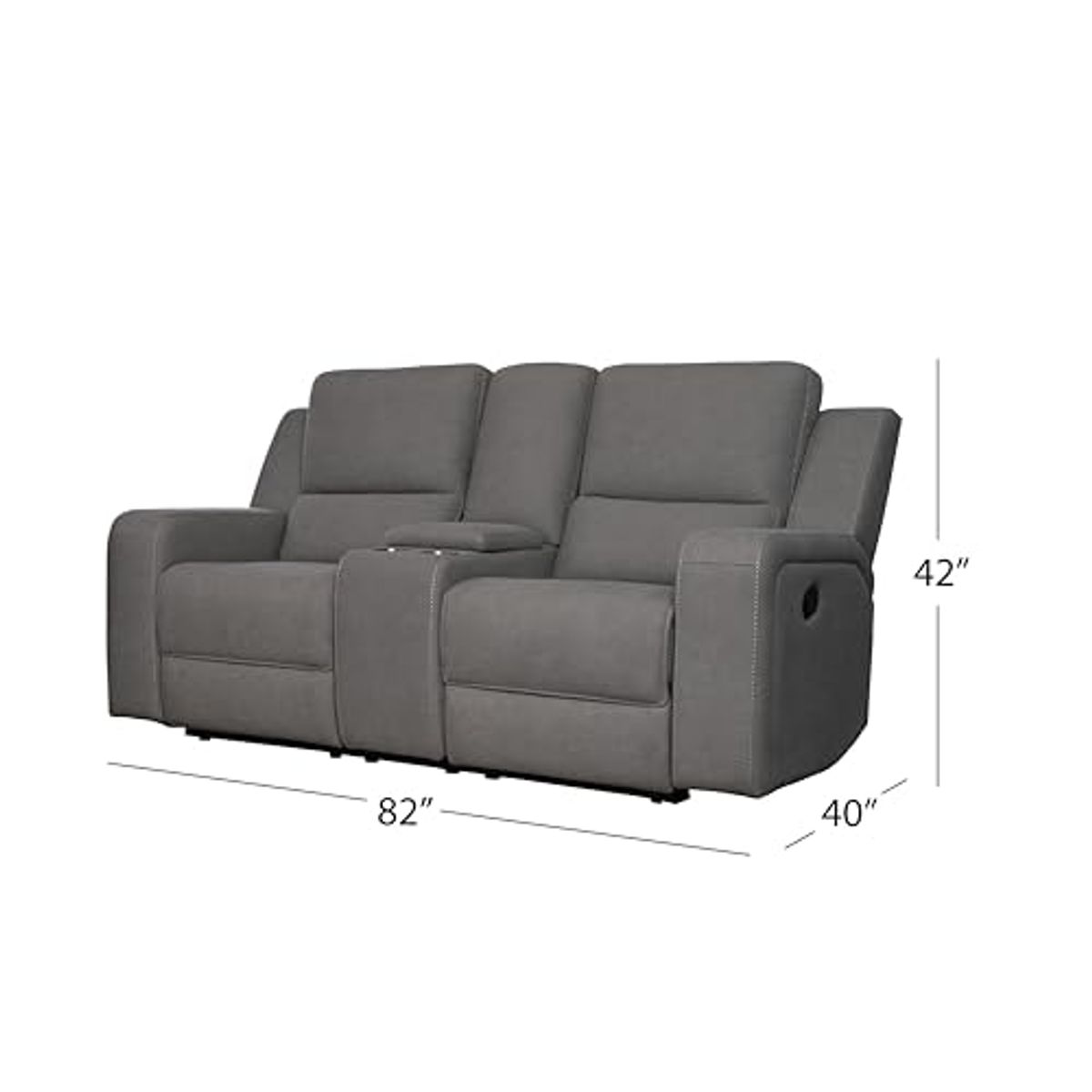 Abbyson Living Margaret 3PC Fabric Manual Reclining Sofa Collection, Charcoal