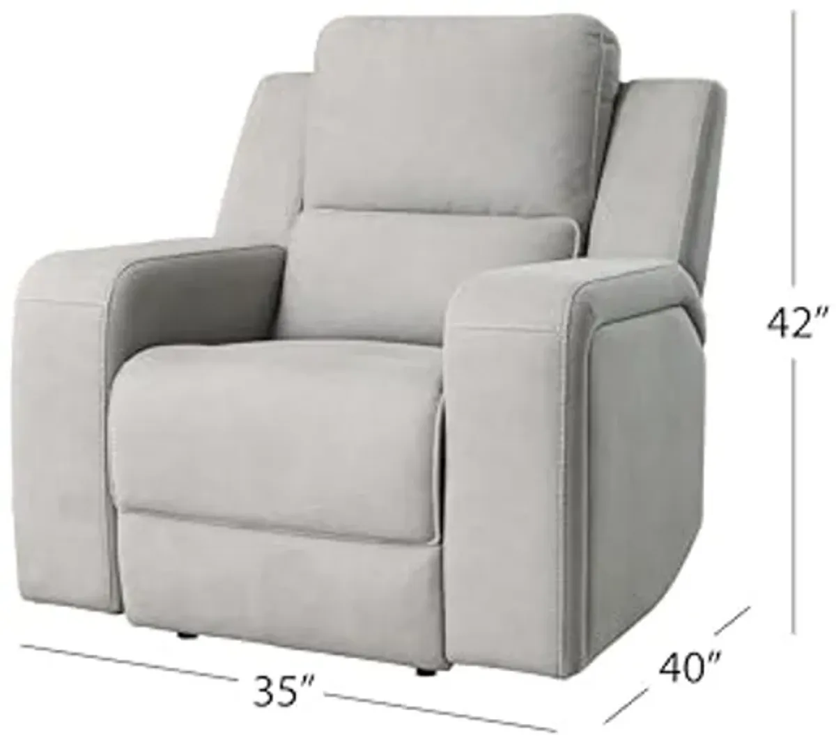 Abbyson Living Margaret 2PC Fabric Manual Reclining Sofa and Recliner, Gray