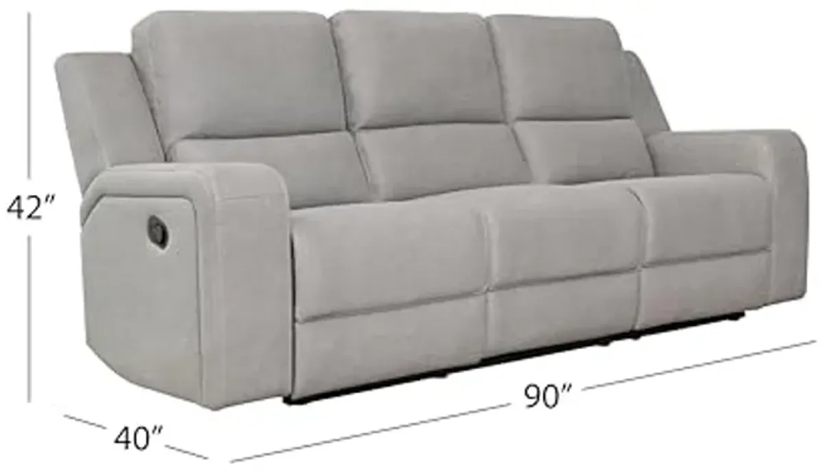 Abbyson Living Margaret 2PC Fabric Manual Reclining Sofa and Recliner, Gray