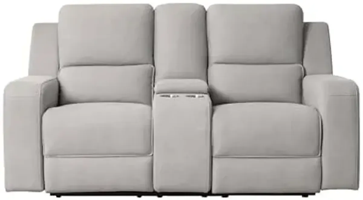 Abbyson Living Margaret Fabric Manual Reclining Loveseat, Light Gray