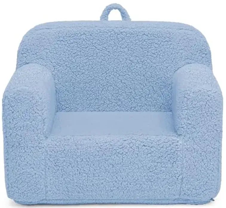 Delta Children Sherpa Cozee Chair - Foam Kids Chair for Ages 18 Months and Up, Powder Blue