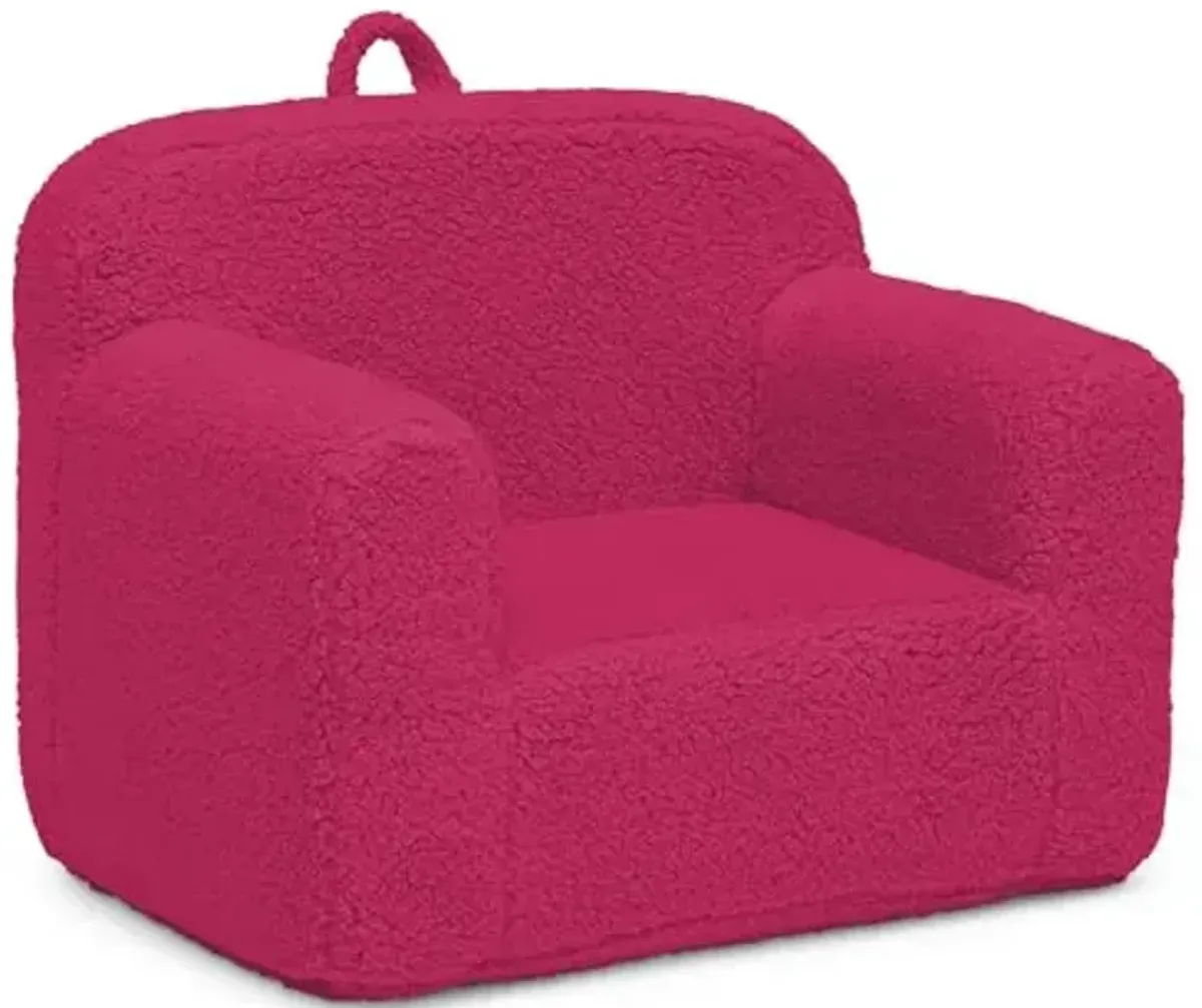 Delta Children Sherpa Cozee Chair - Foam Kids Chair for Ages 18 Months and Up, Hot Pink