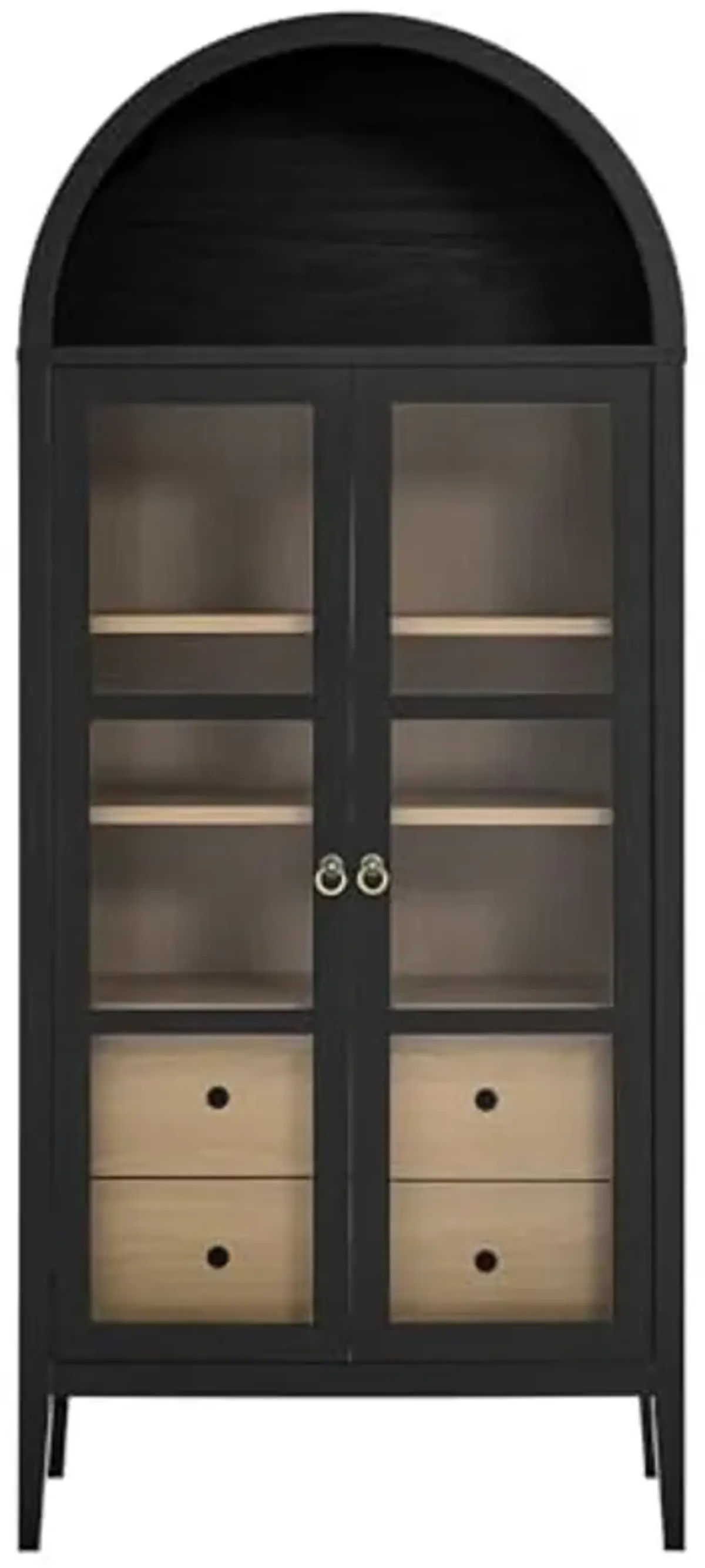 Modway EEI-6639-BLK-OAK Nolan Tall Arched Storage Display Cabinet, Black Oak