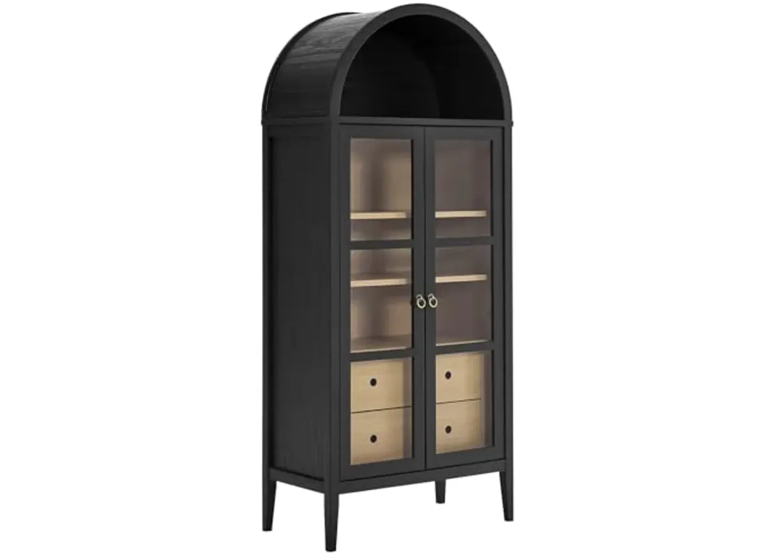 Modway EEI-6639-BLK-OAK Nolan Tall Arched Storage Display Cabinet, Black Oak