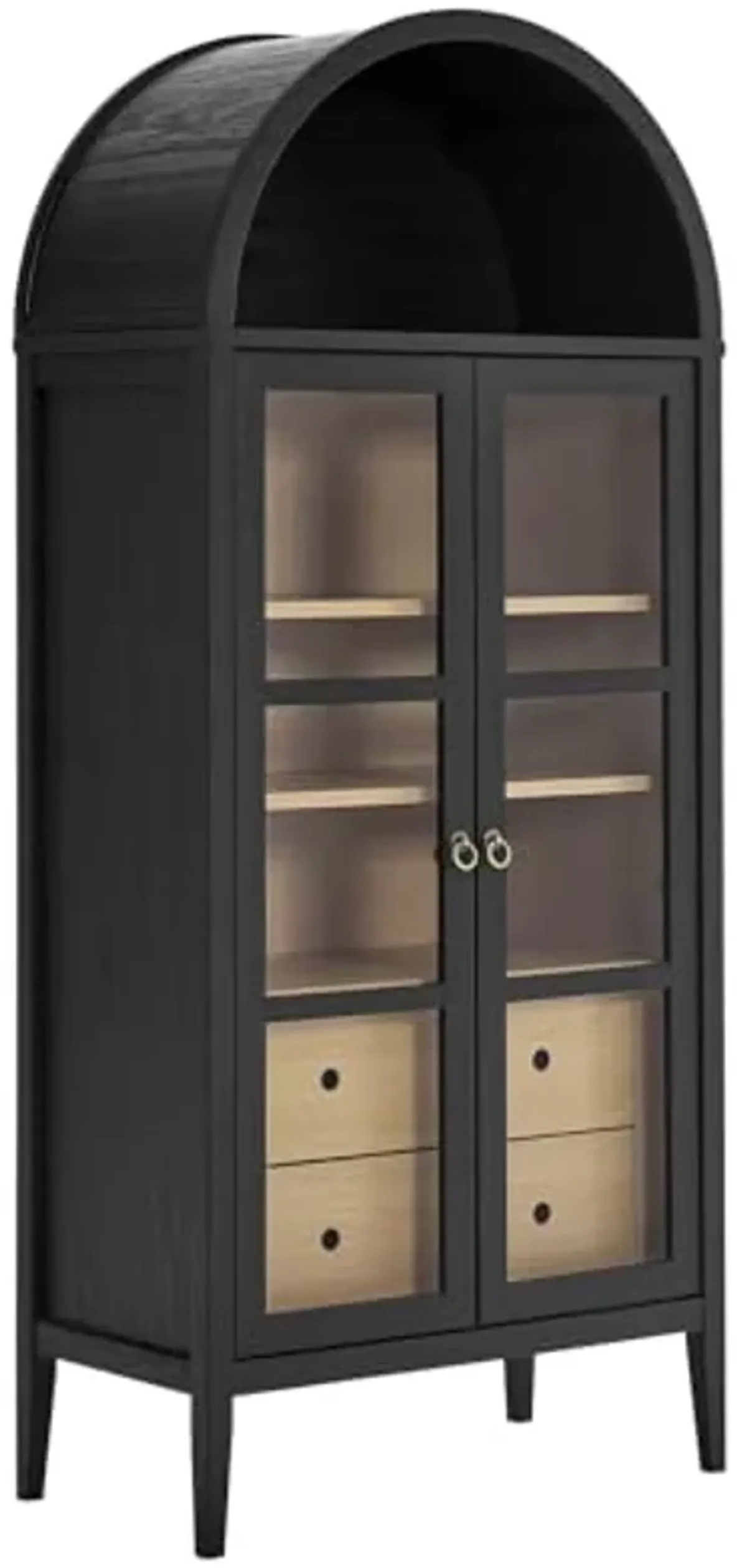 Modway EEI-6639-BLK-OAK Nolan Tall Arched Storage Display Cabinet, Black Oak