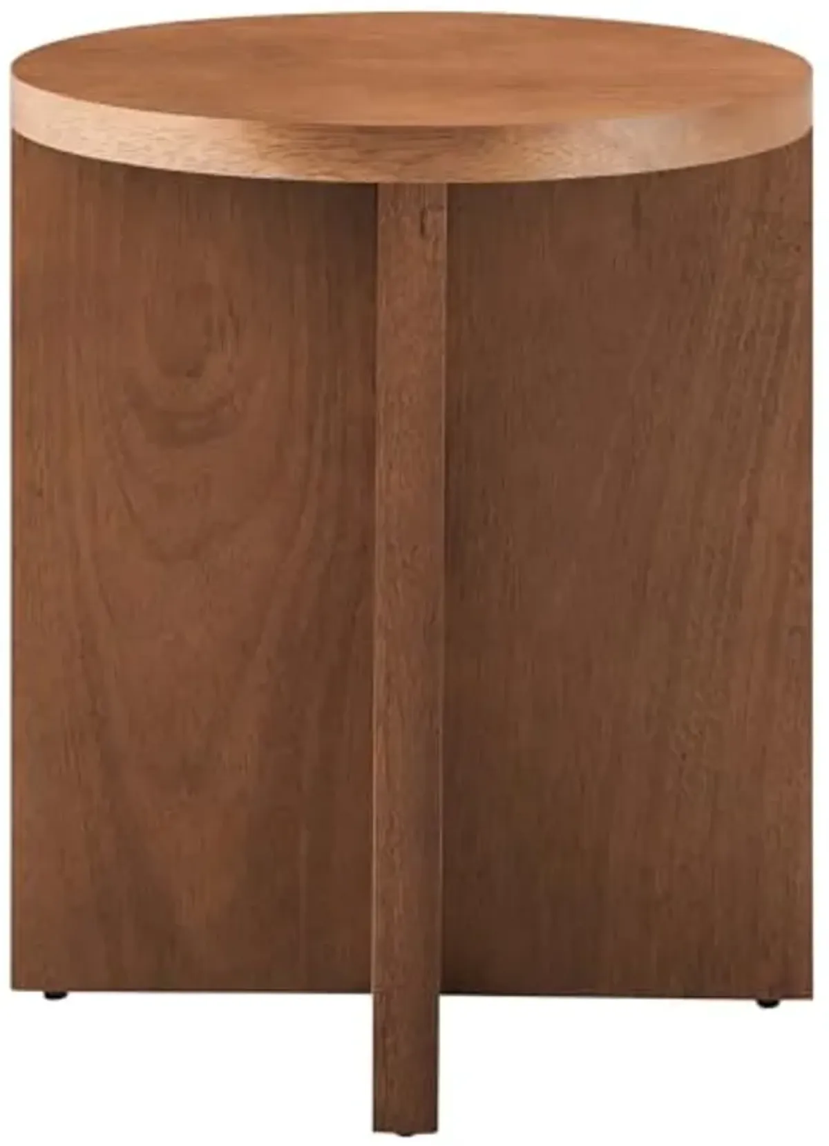 Modway Silas Round Wood Side Sofa End Table for Living Room in Walnut