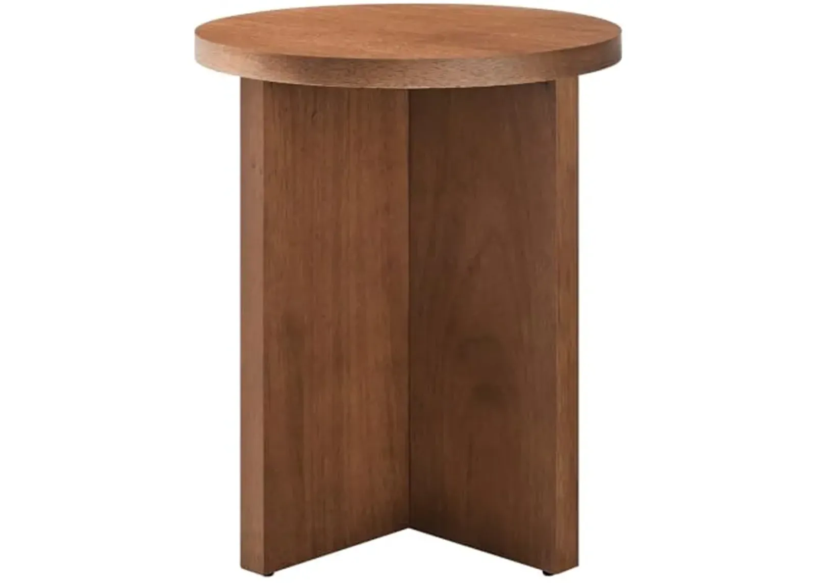 Modway Silas Round Wood Side Sofa End Table for Living Room in Walnut