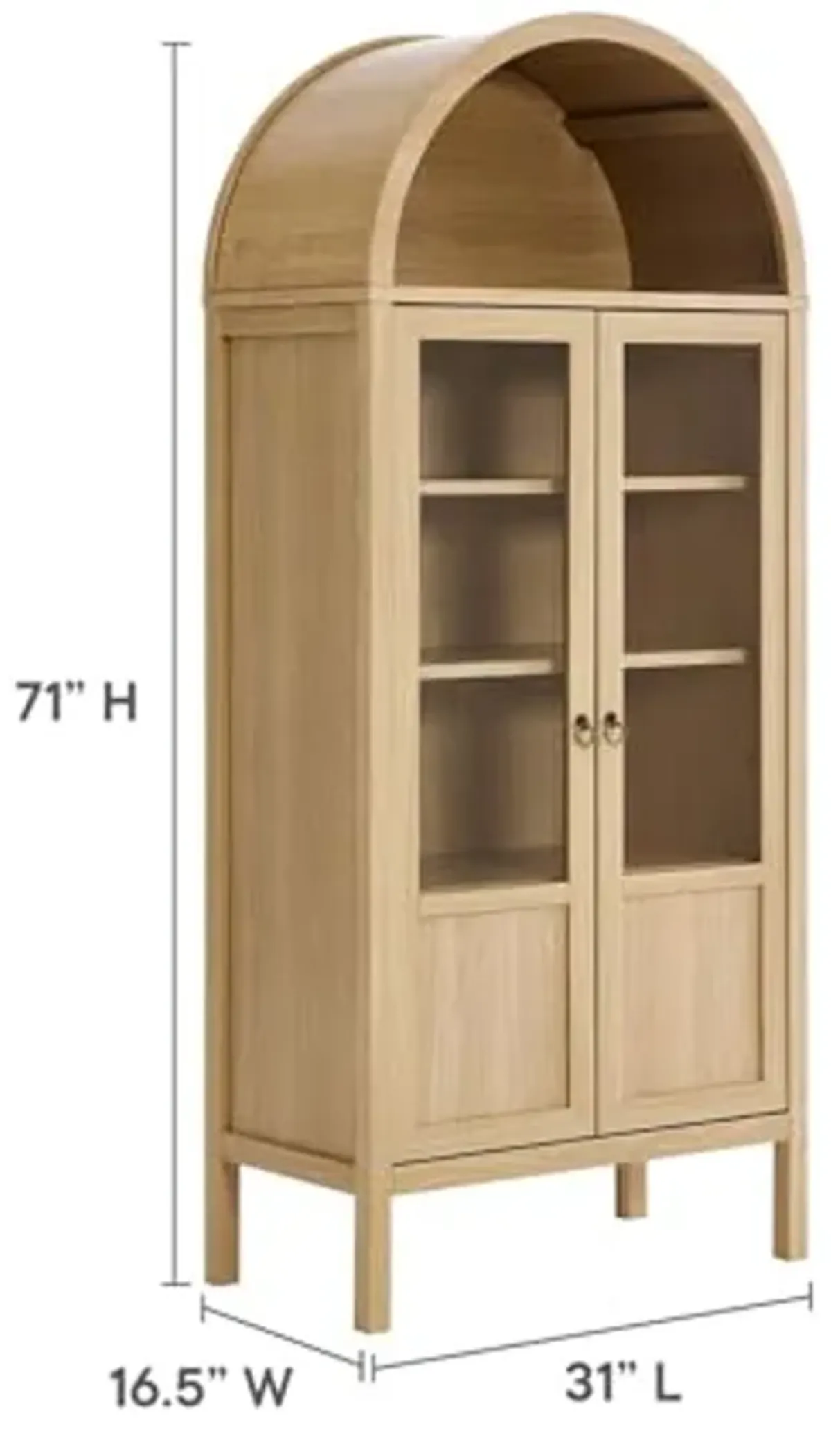 Modway EEI-6638-OAK Tessa Tall Arched Storage Display Cabinet, Oak