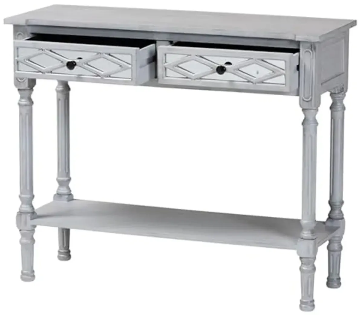 Baxton Studio Gellert Classic and Traditional Grey Finished Wood 2-Drawer Console Table