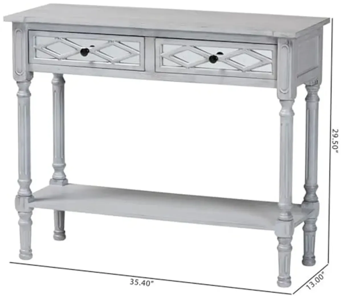 Baxton Studio Gellert Classic and Traditional Grey Finished Wood 2-Drawer Console Table