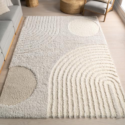 nuLOOM Gloria Abstract Shag Area Rug, 8' Round, Beige