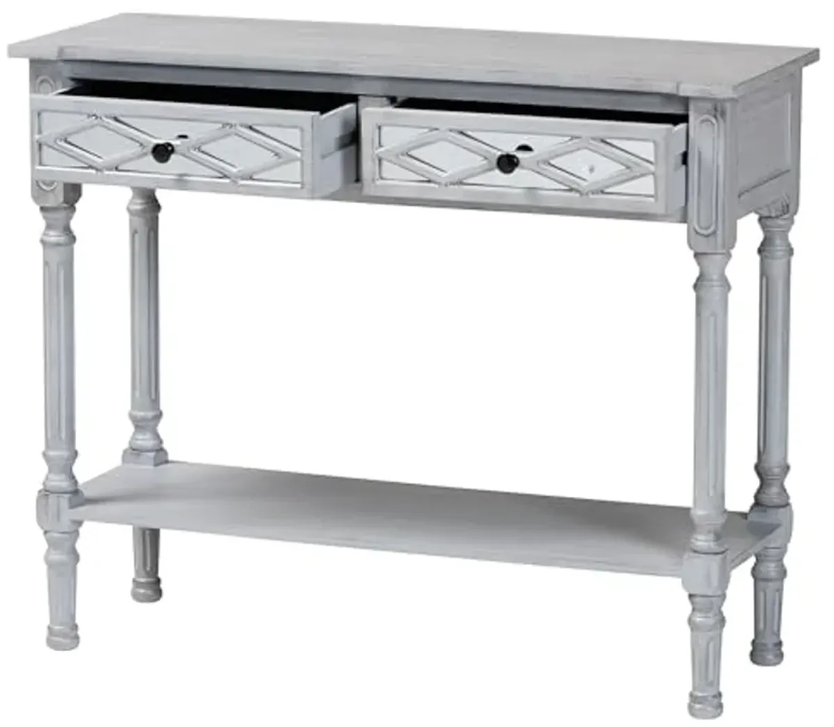 Baxton Studio Gellert Console Table, 2-Drawer, Grey/Mirror