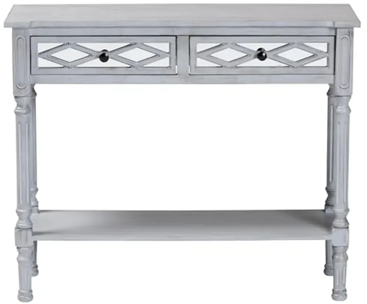 Baxton Studio Gellert Console Table, 2-Drawer, Grey/Mirror