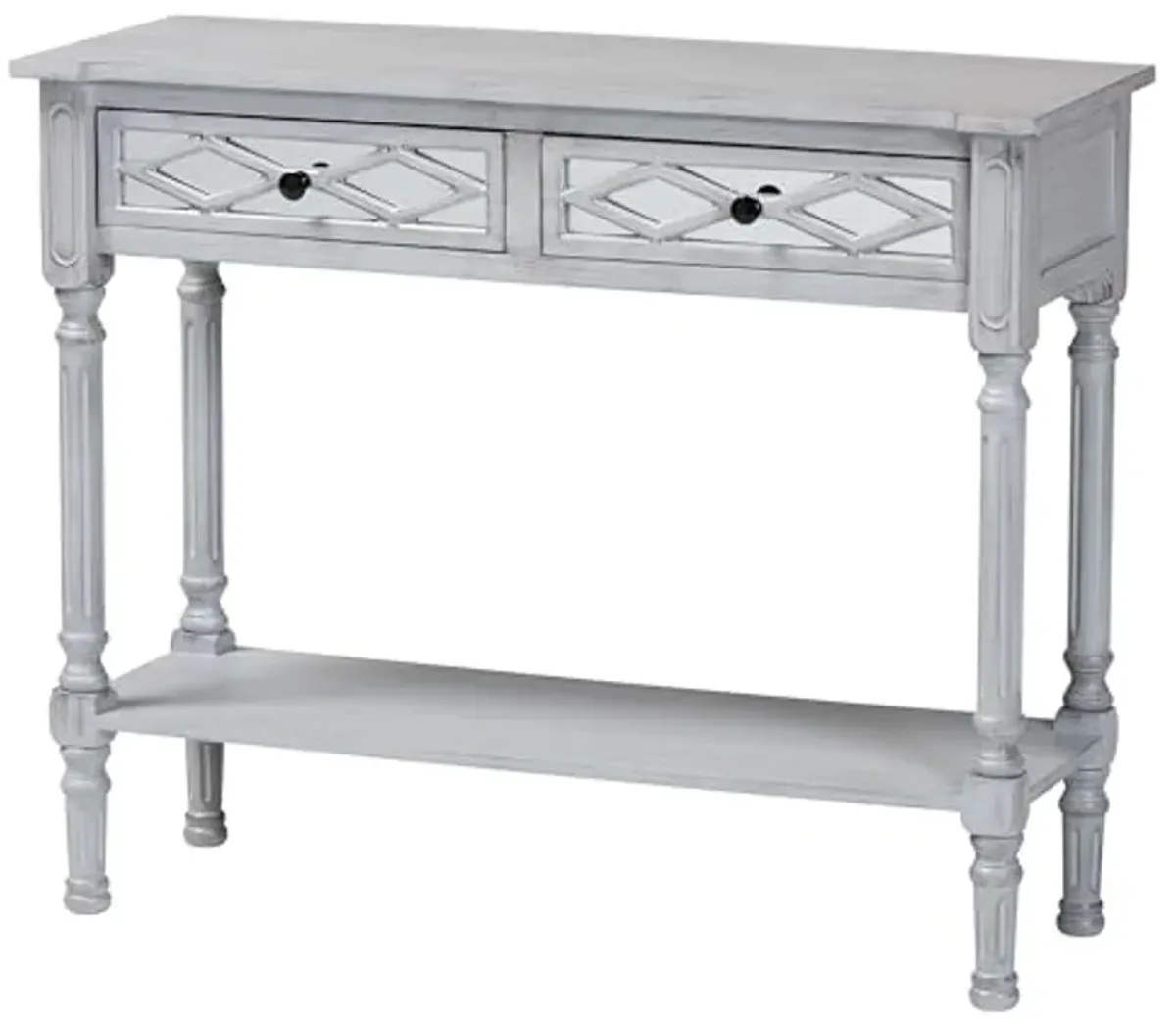 Baxton Studio Gellert Console Table, 2-Drawer, Grey/Mirror