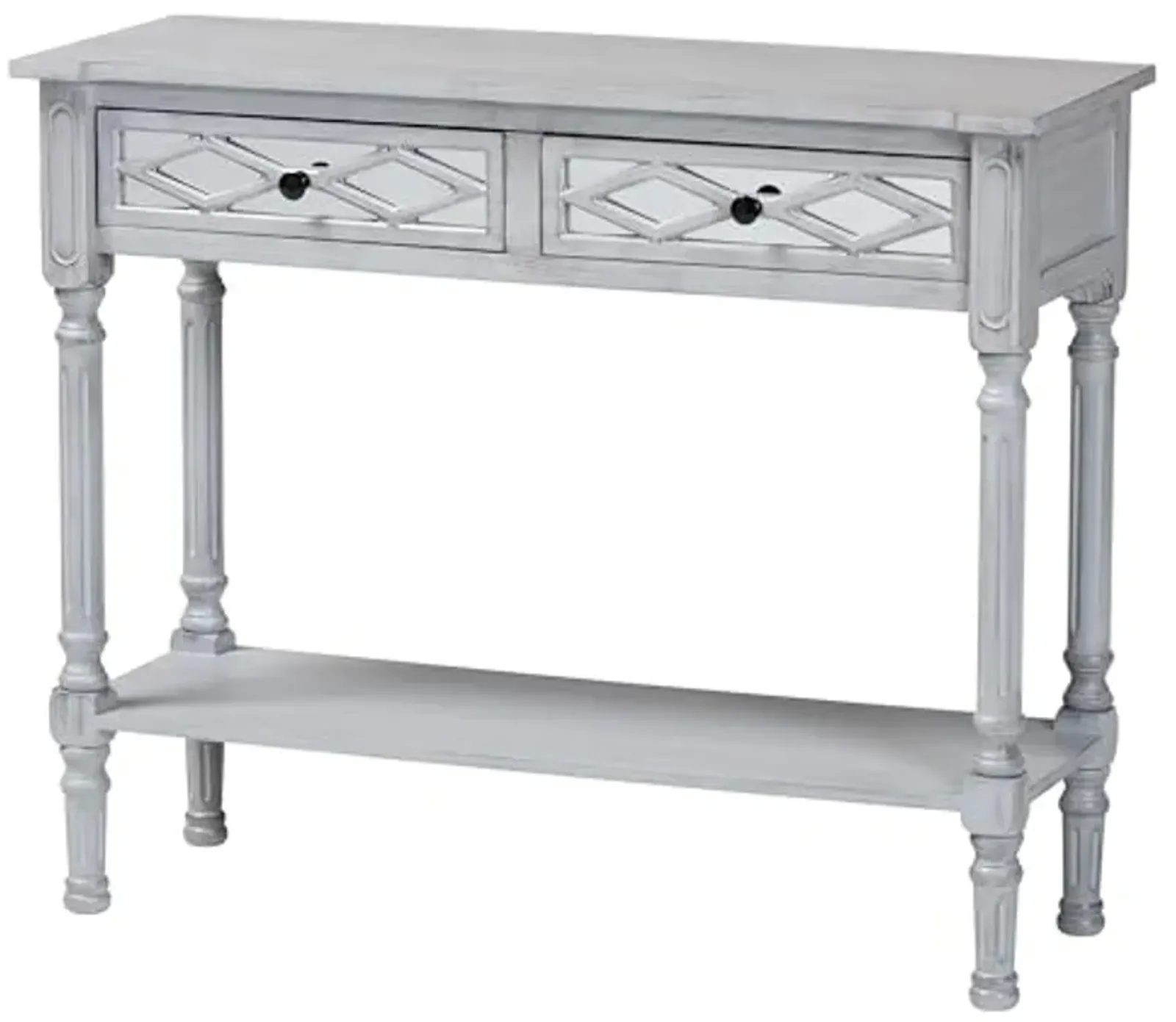 Baxton Studio Gellert Console Table, 2-Drawer, Grey/Mirror