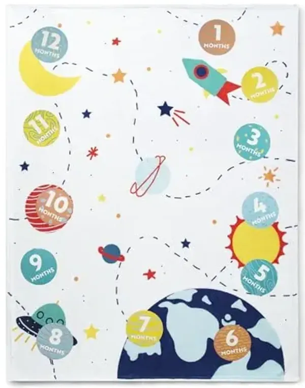 Delta Children Milestone Baby Blanket – Monthly Blanket for Pictures – Photo Blanket for Newborns, Space