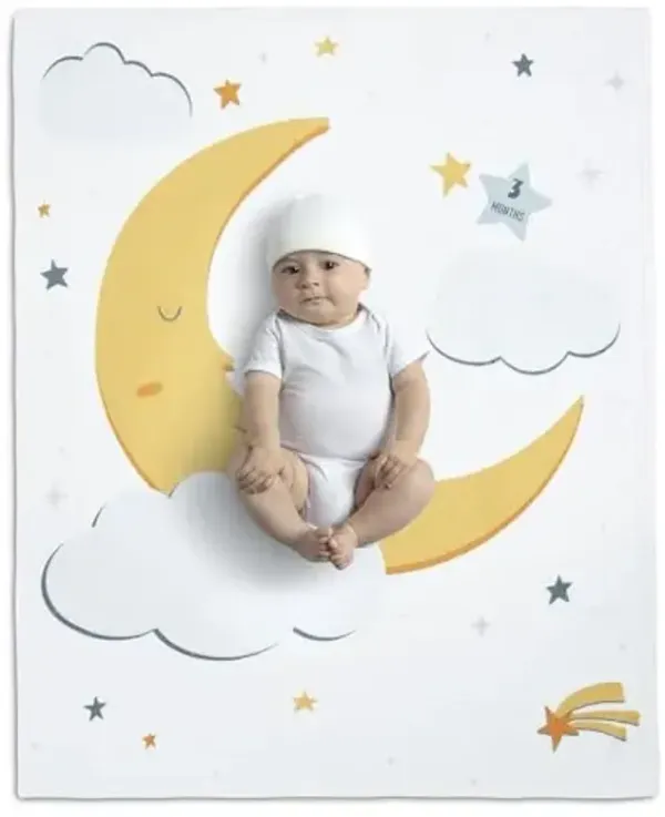 Delta Children Milestone Baby Blanket – Monthly Blanket for Pictures – Photo Blanket for Newborns, Moon
