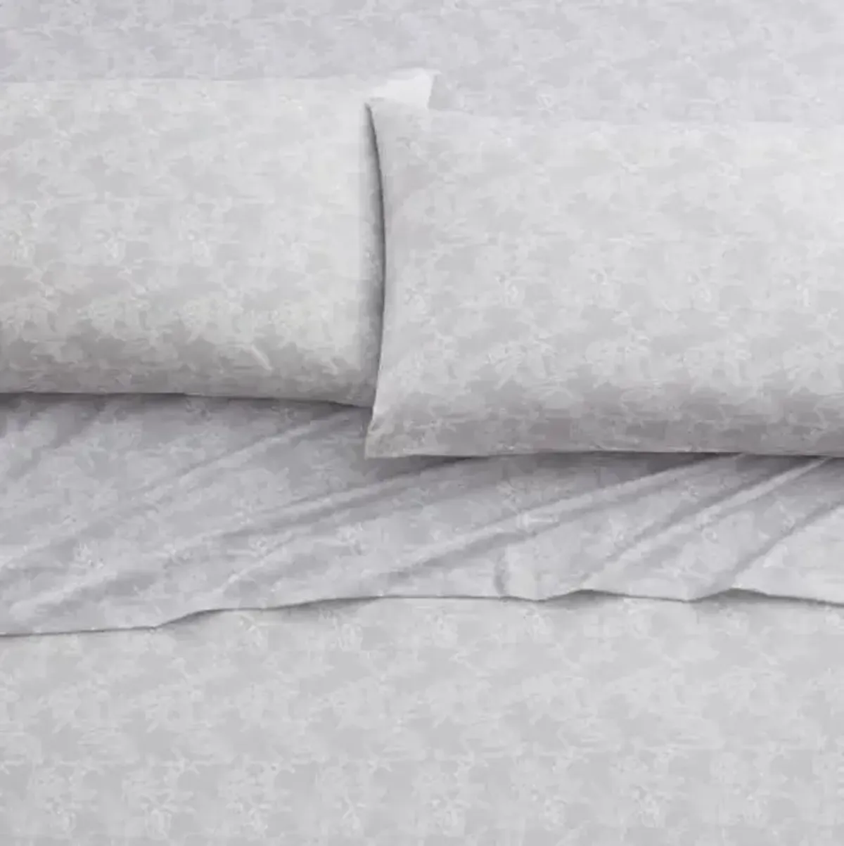 Tahari Home - Sheets, Soft Bedding Set with Matching Pillowcases, Dorm Essentials, Wrinkle Resistant, Room Decor (Floral White/Grey, Queen)