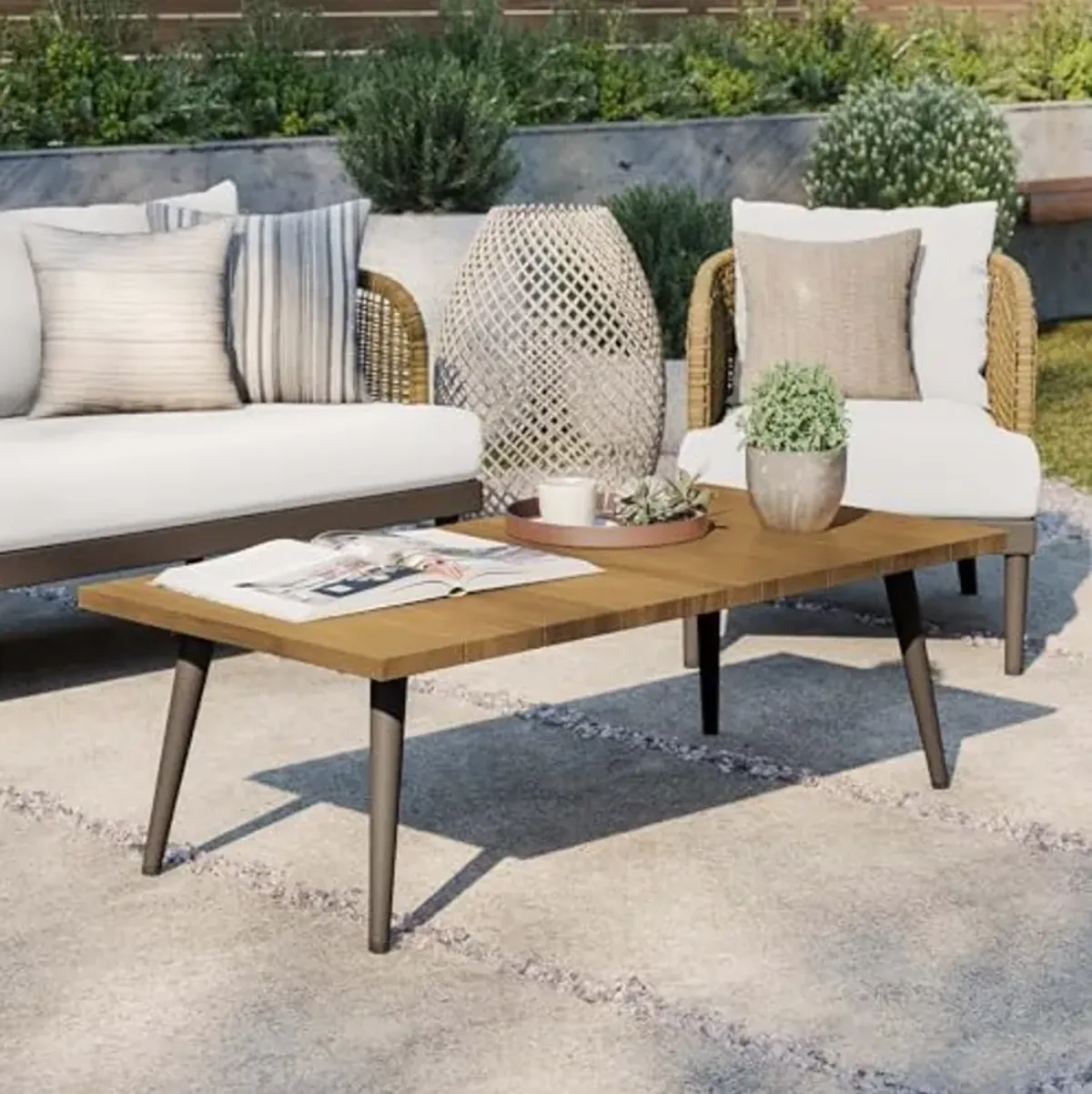 Modway Meadow Outdoor Patio Teak Wood, Coffee Table, Natural Taupe