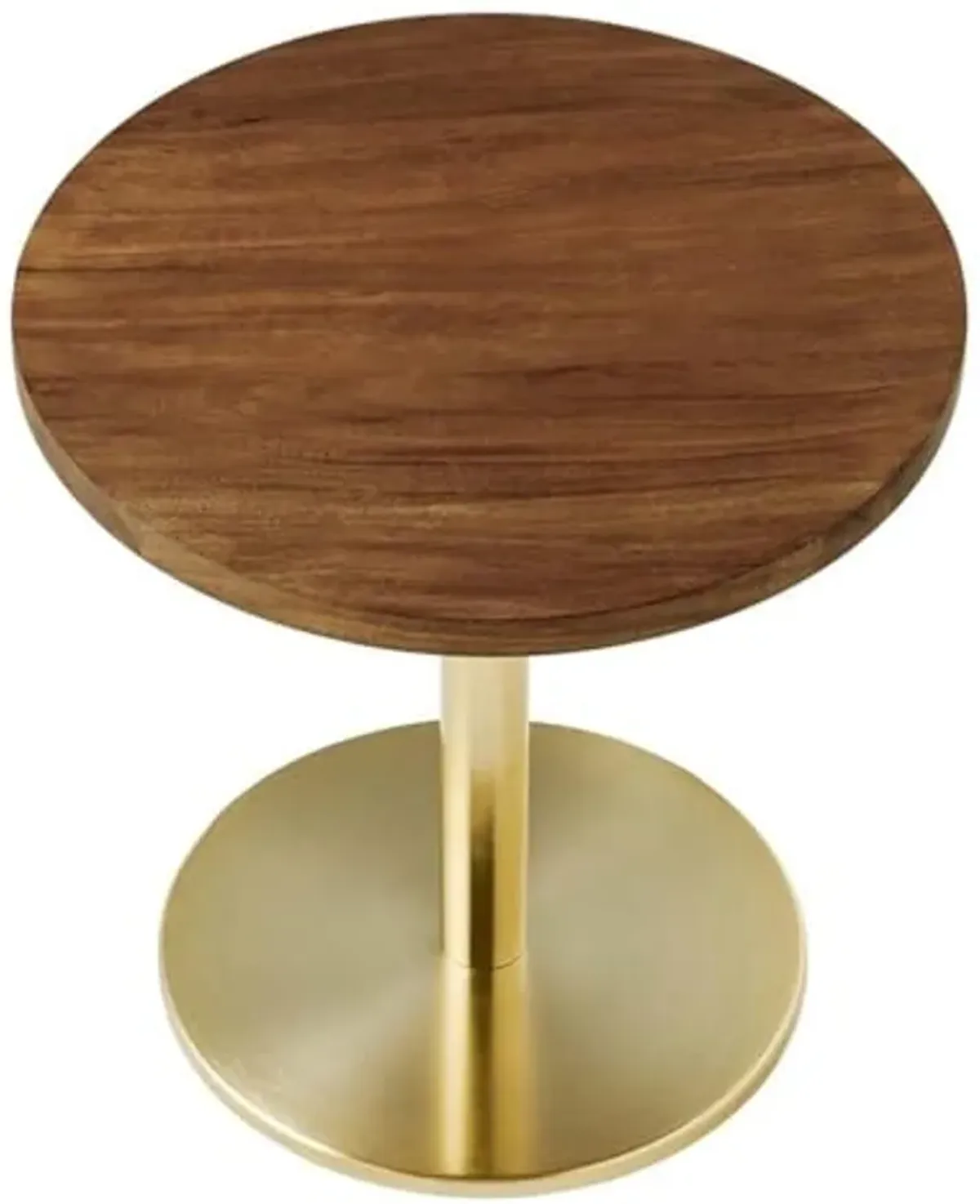 Modway EEI-6610-BRA-LOC Viva Round Acacia Wood Side Table, Brass Light Oak