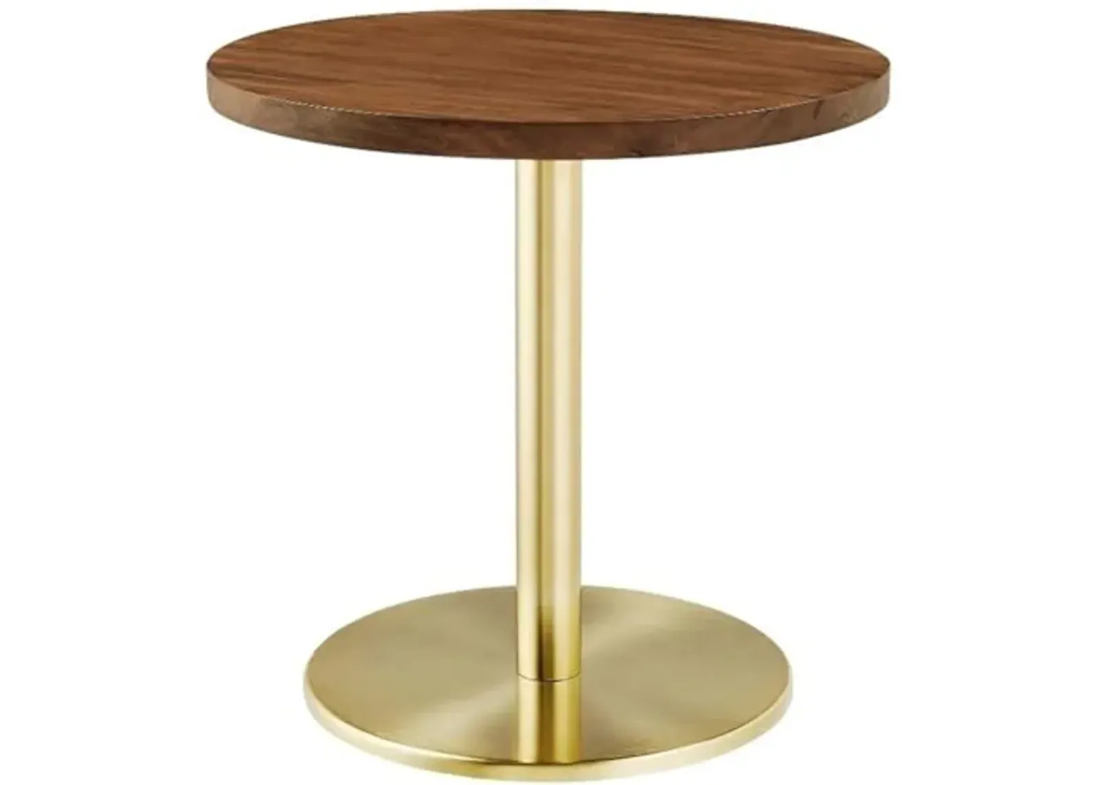 Modway EEI-6610-BRA-LOC Viva Round Acacia Wood Side Table, Brass Light Oak