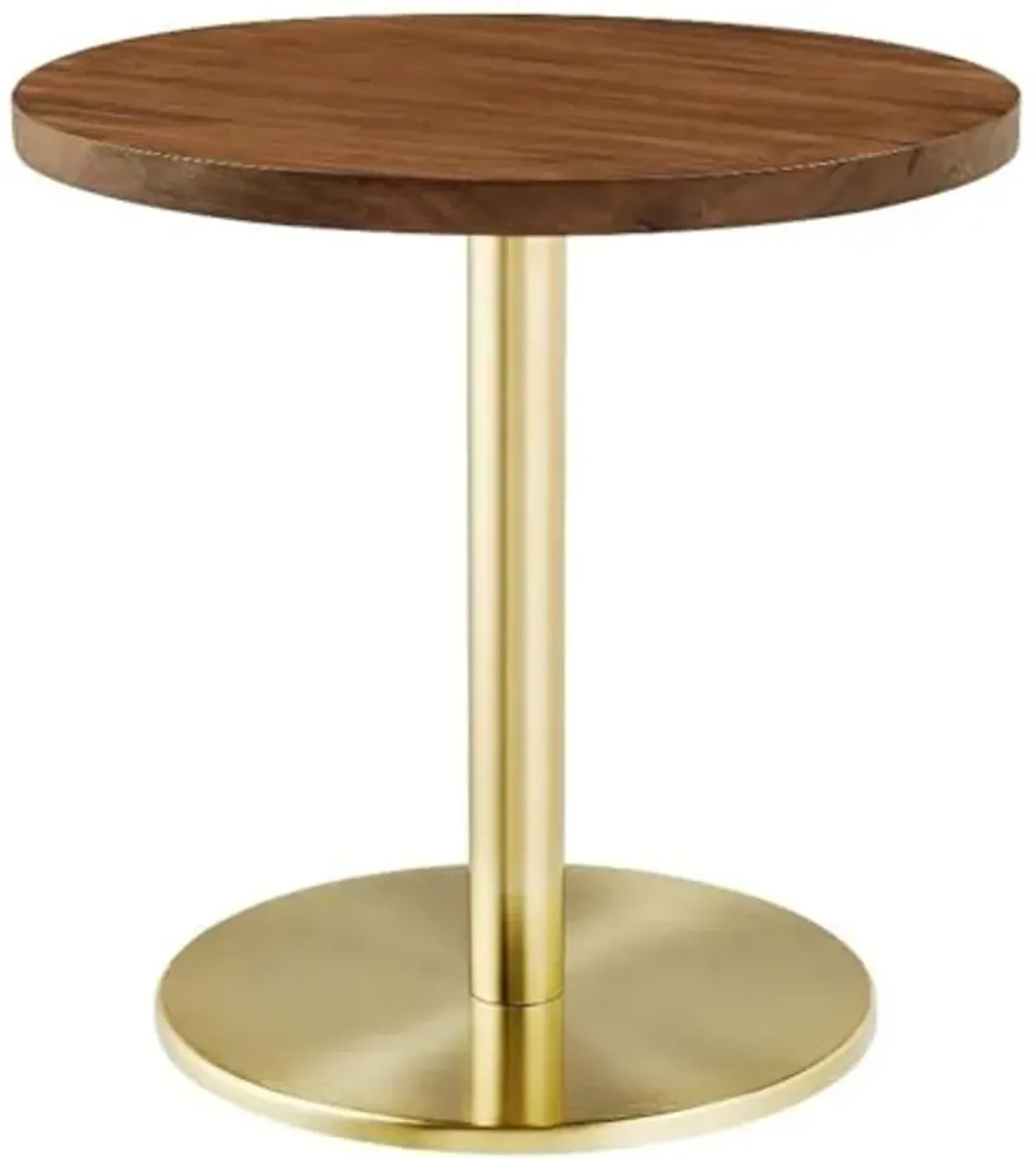 Modway EEI-6610-BRA-LOC Viva Round Acacia Wood Side Table, Brass Light Oak