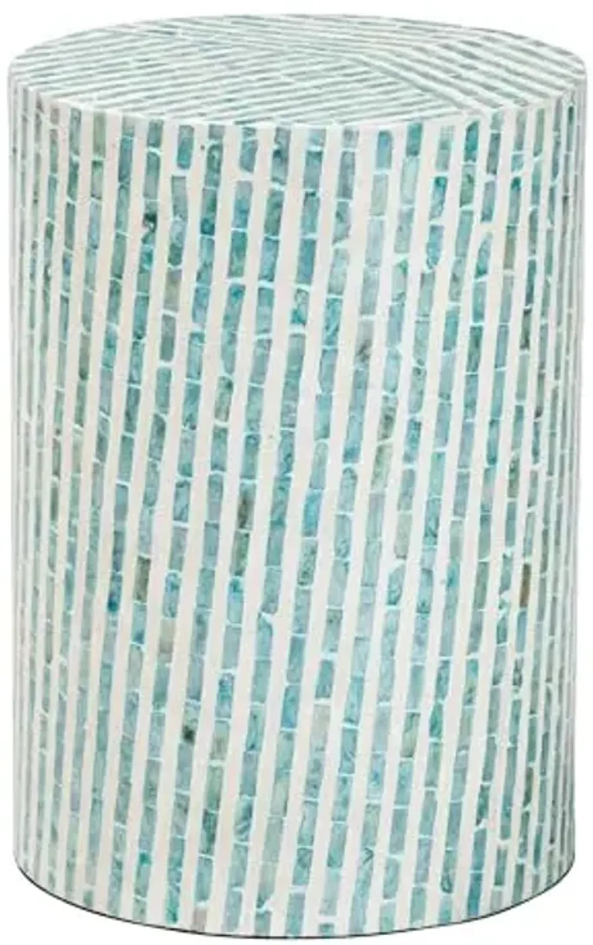 Baxton Studio Draven Modern Bohemian Mosaic Blue Mother of Pearl End Table