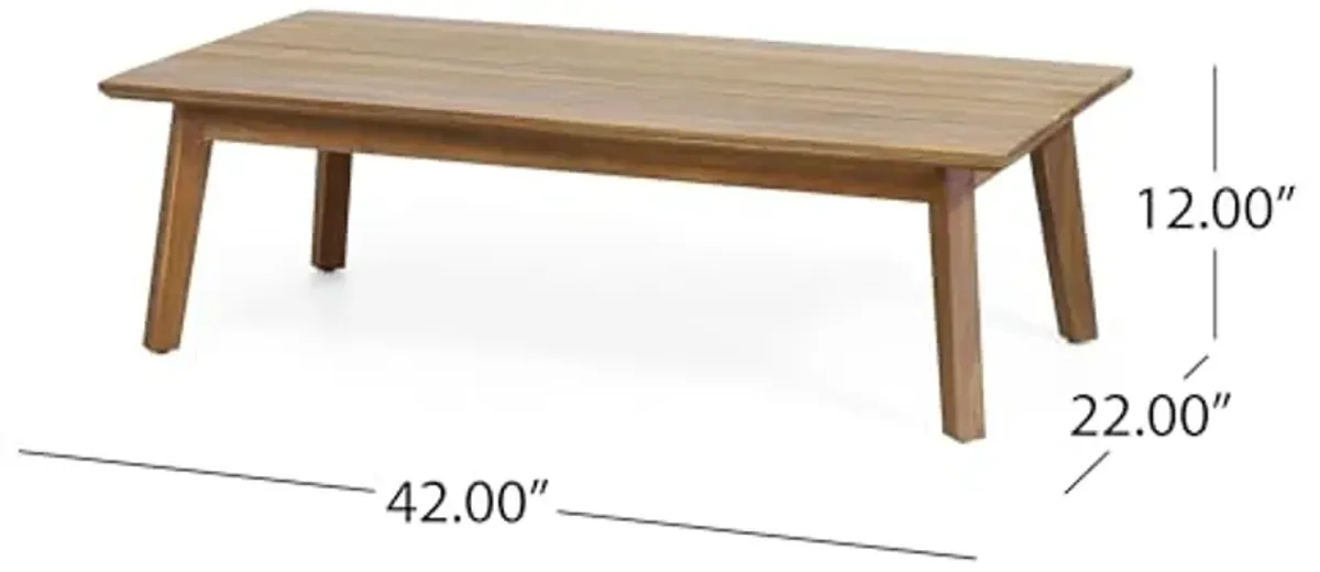 Christopher Knight Home 318421 Burchett Coffee Table, 52 "W x 29 "D x 24.75 "H, Teak + Mixed Brown + Beige