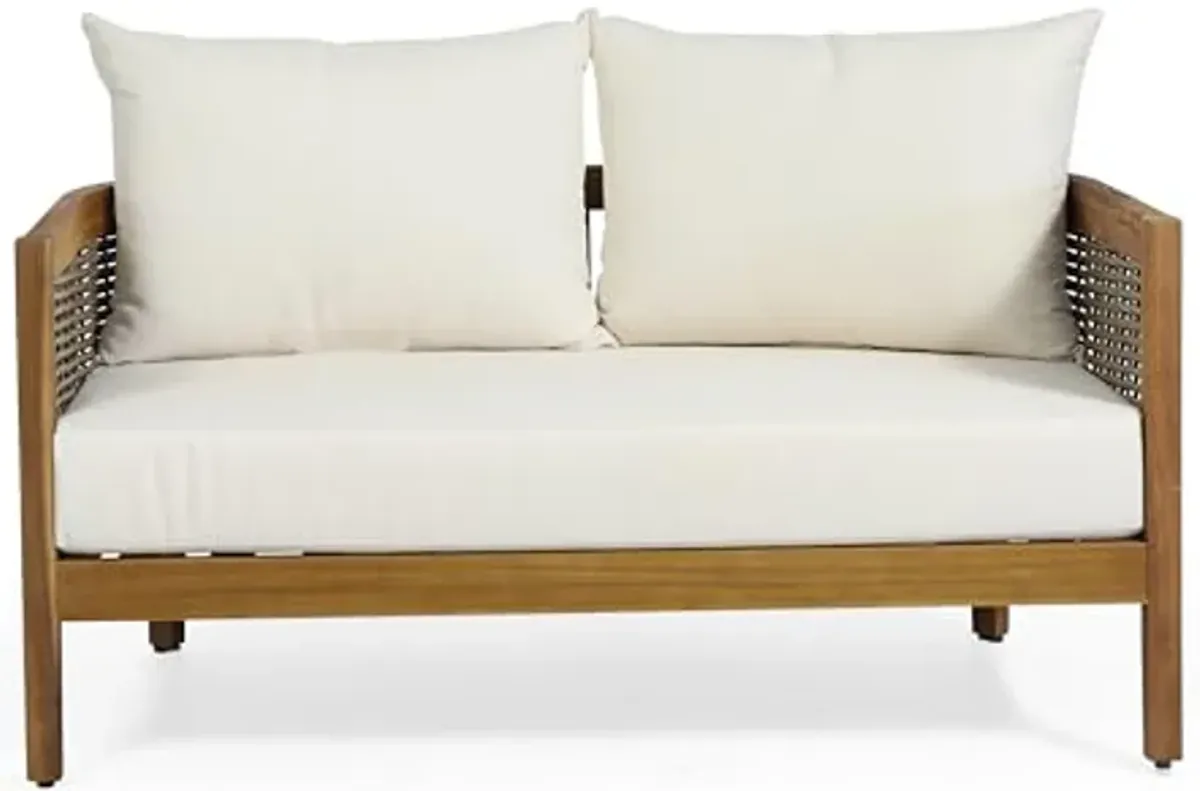 Christopher Knight Home 318421 Burchett Coffee Table, 52 "W x 29 "D x 24.75 "H, Teak + Mixed Brown + Beige