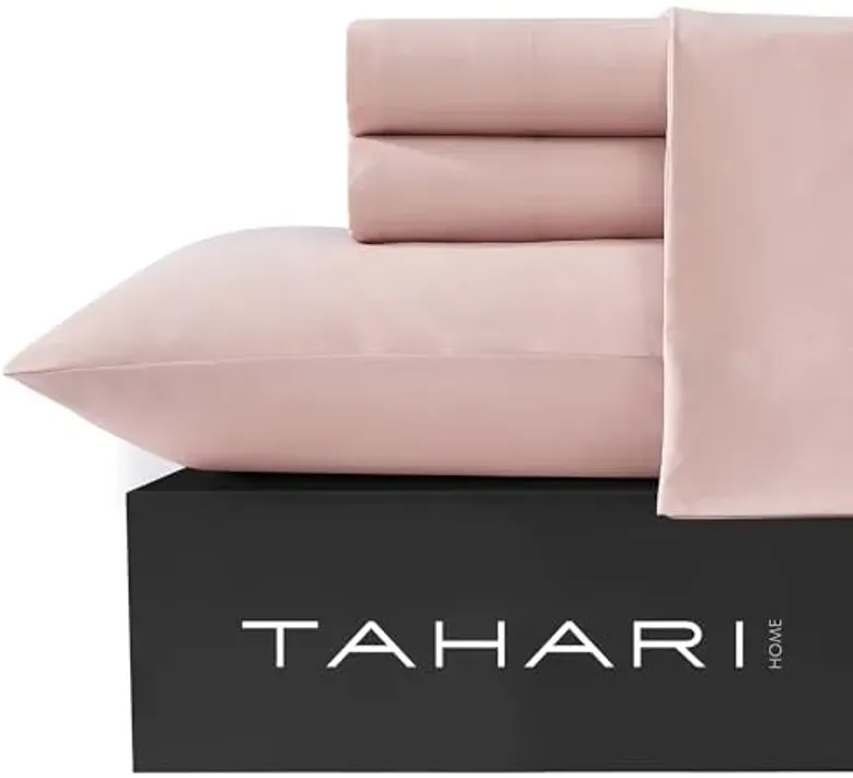 Tahari Home - Sheets, 4-Piece Sheet Set with Matching Pillowcases, Soft & Lightweight, Dorm Essentials, Comfy Home Decor (Solid Peach Whip, Twin/Twin XL)