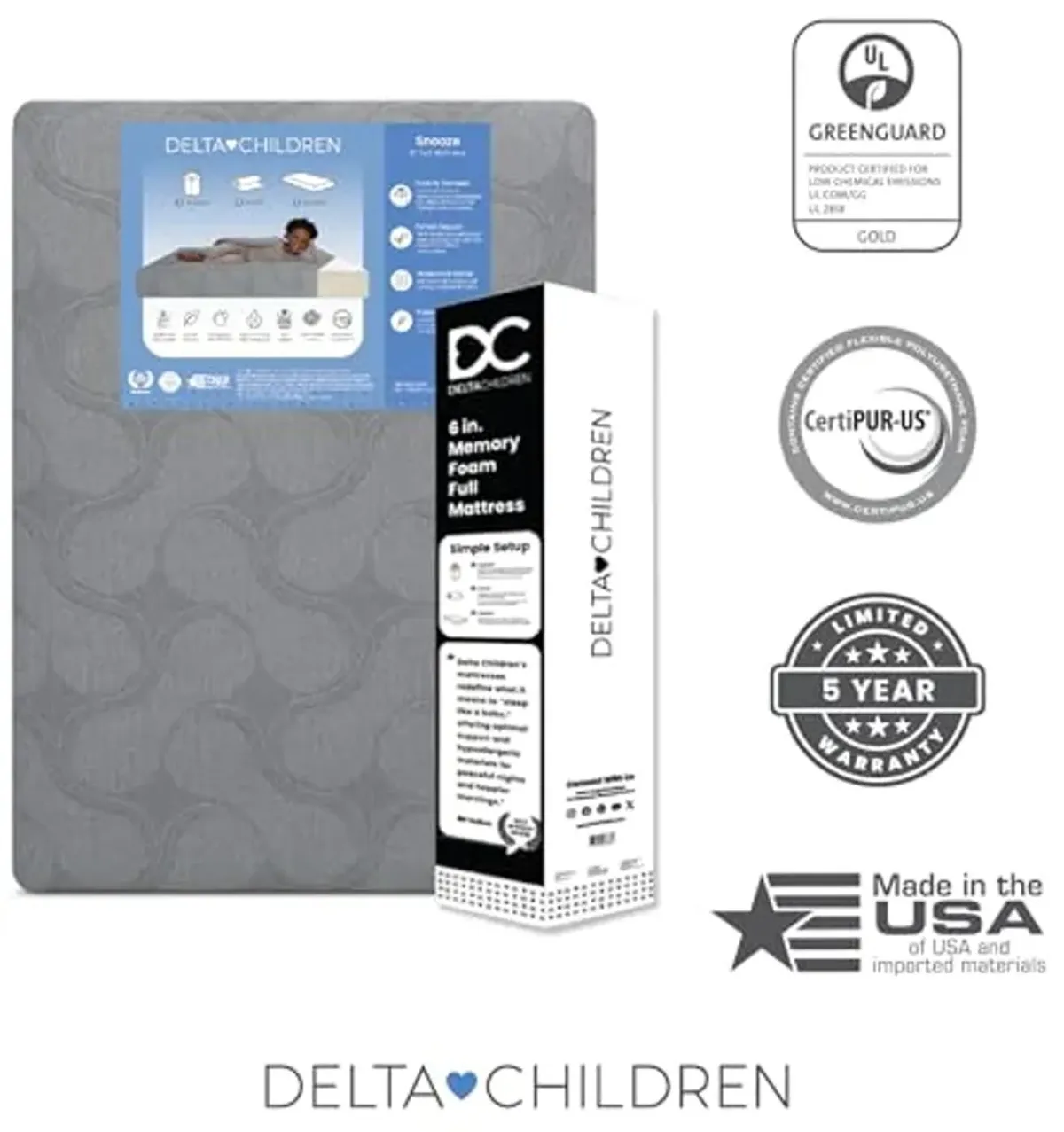 Delta Children Snooze 6 inch Memory Foam Mattress, Full