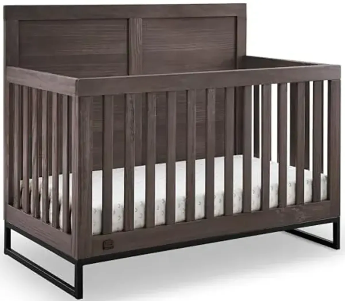 Simmons Kids Foundry 6-in-1 Convertible Baby Crib, Rustic Grey with Matte Black
