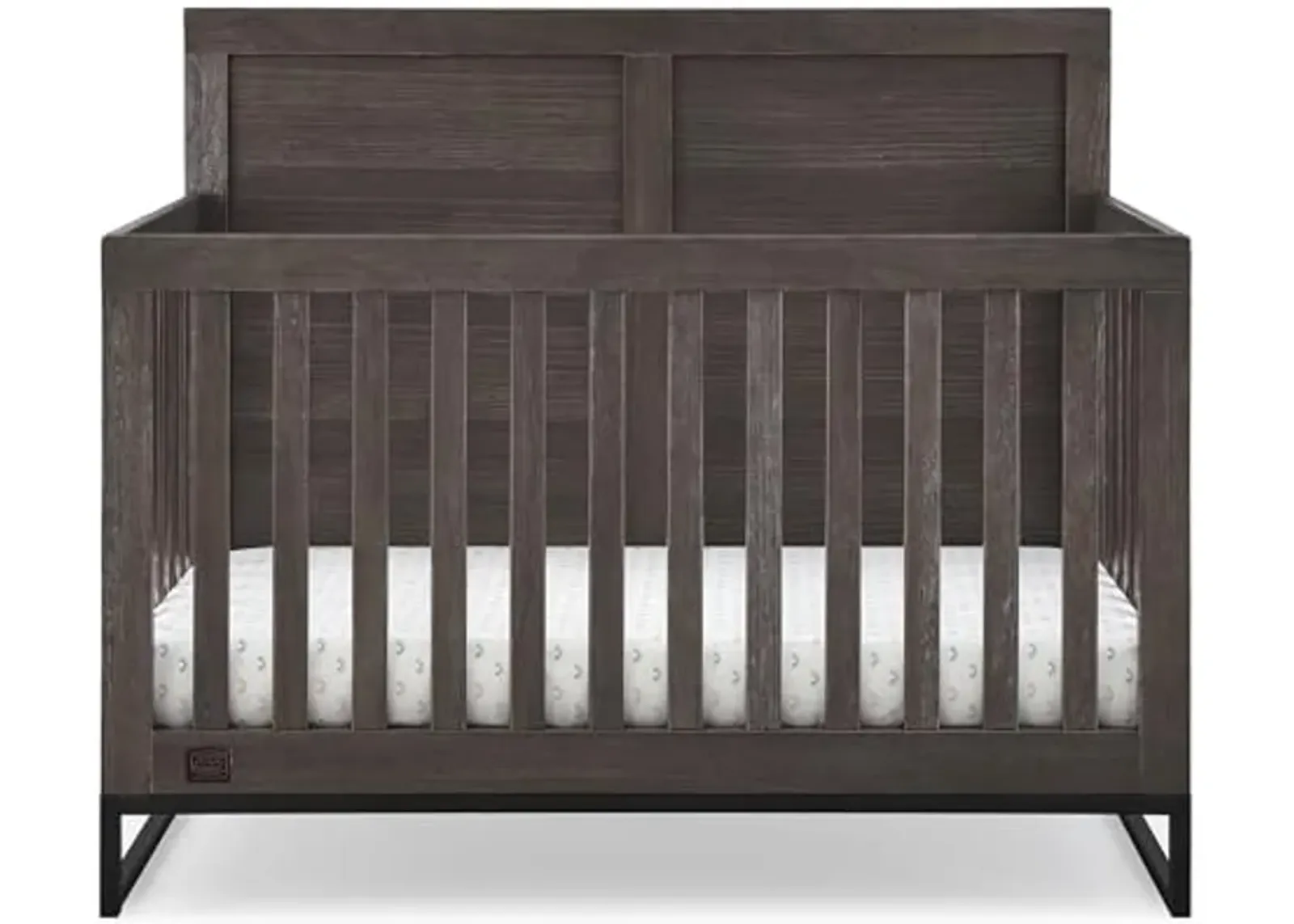 Simmons Kids Foundry 6-in-1 Convertible Baby Crib, Rustic Grey with Matte Black