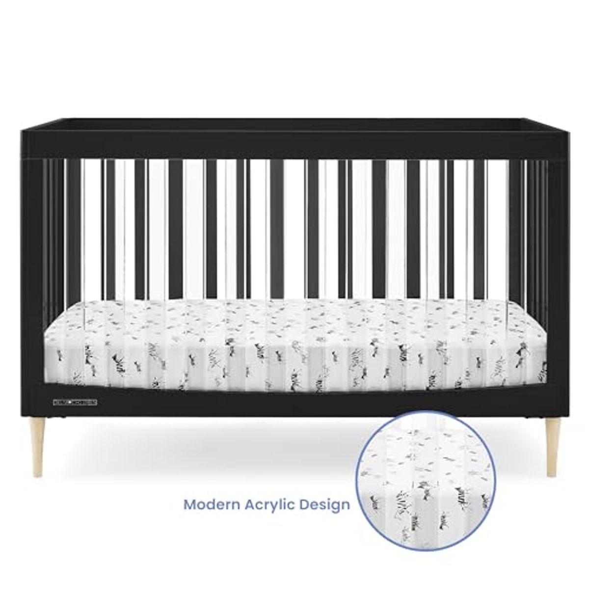 Delta Children Austin Acrylic 4-in-1 Convertible Baby Crib - Greenguard Gold Certified, Midnight Grey/Natural