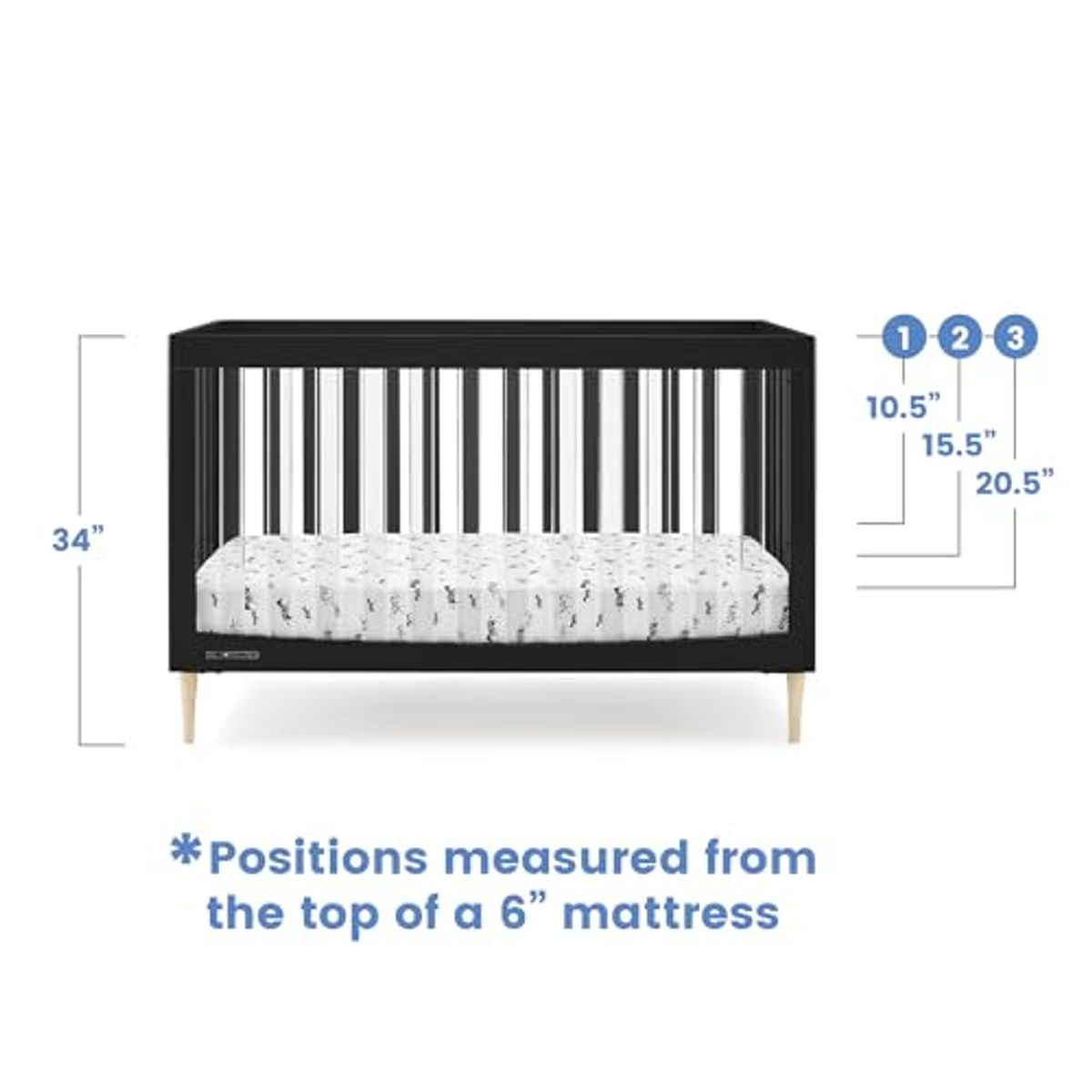 Delta Children Austin Acrylic 4-in-1 Convertible Baby Crib - Greenguard Gold Certified, Midnight Grey/Natural