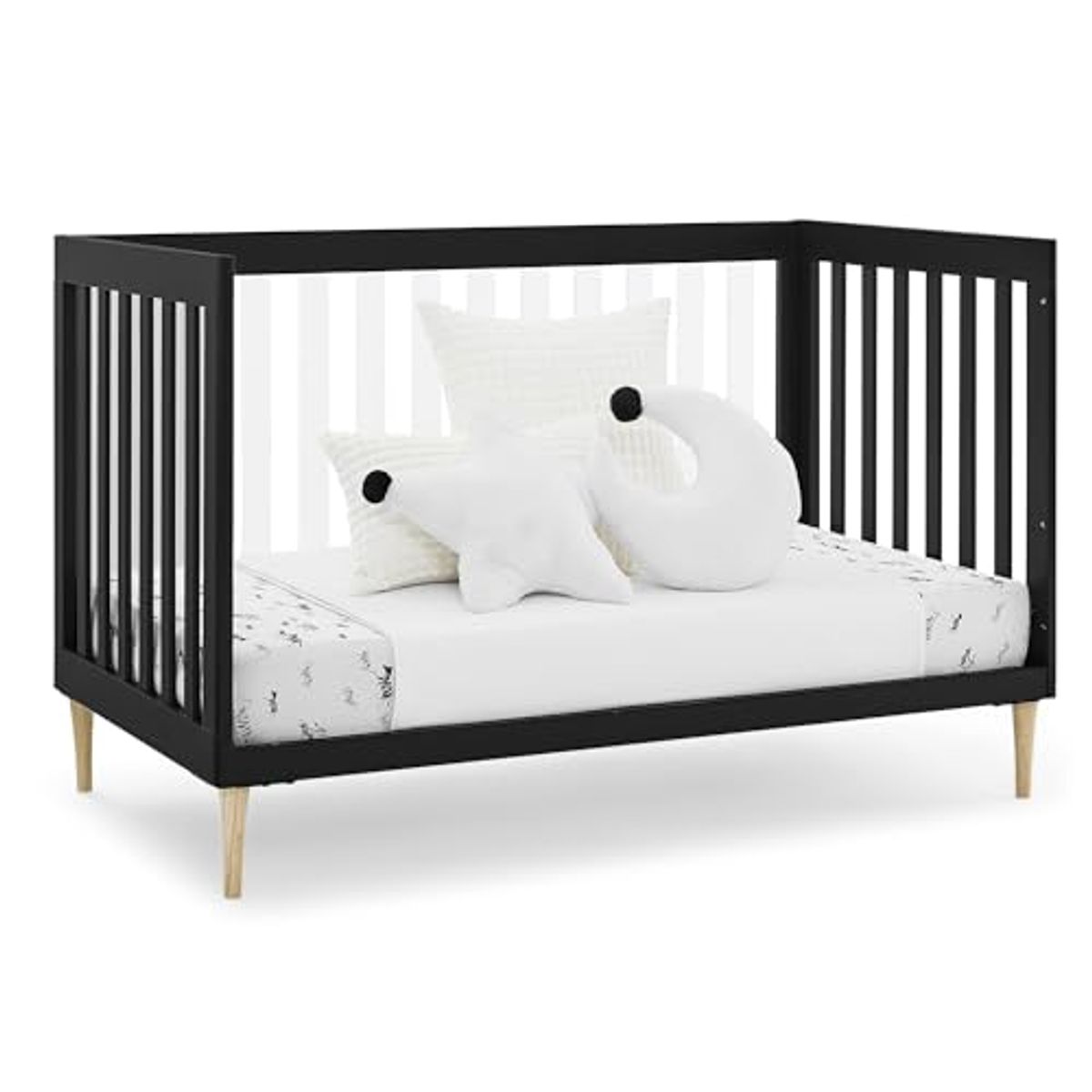 Delta Children Austin Acrylic 4-in-1 Convertible Baby Crib - Greenguard Gold Certified, Midnight Grey/Natural