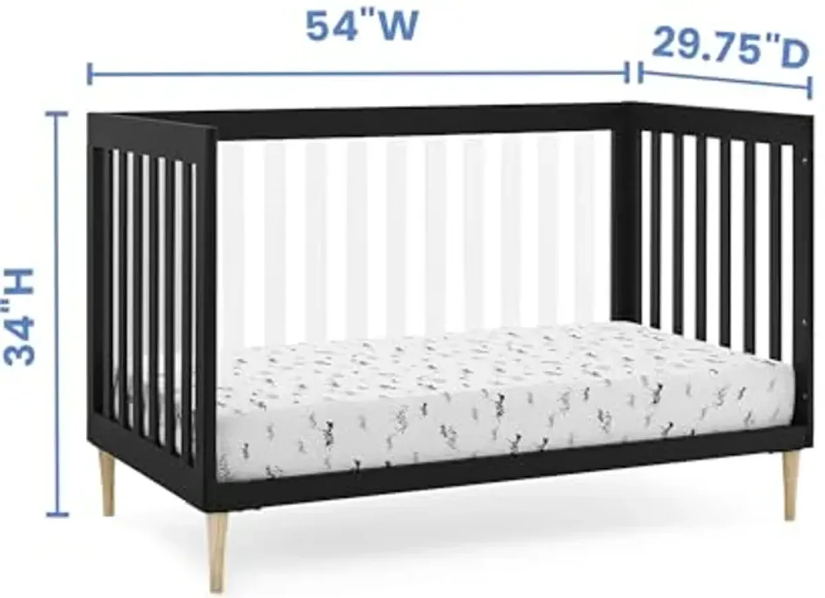 Delta Children Austin Acrylic 4-in-1 Convertible Baby Crib - Greenguard Gold Certified, Midnight Grey/Natural