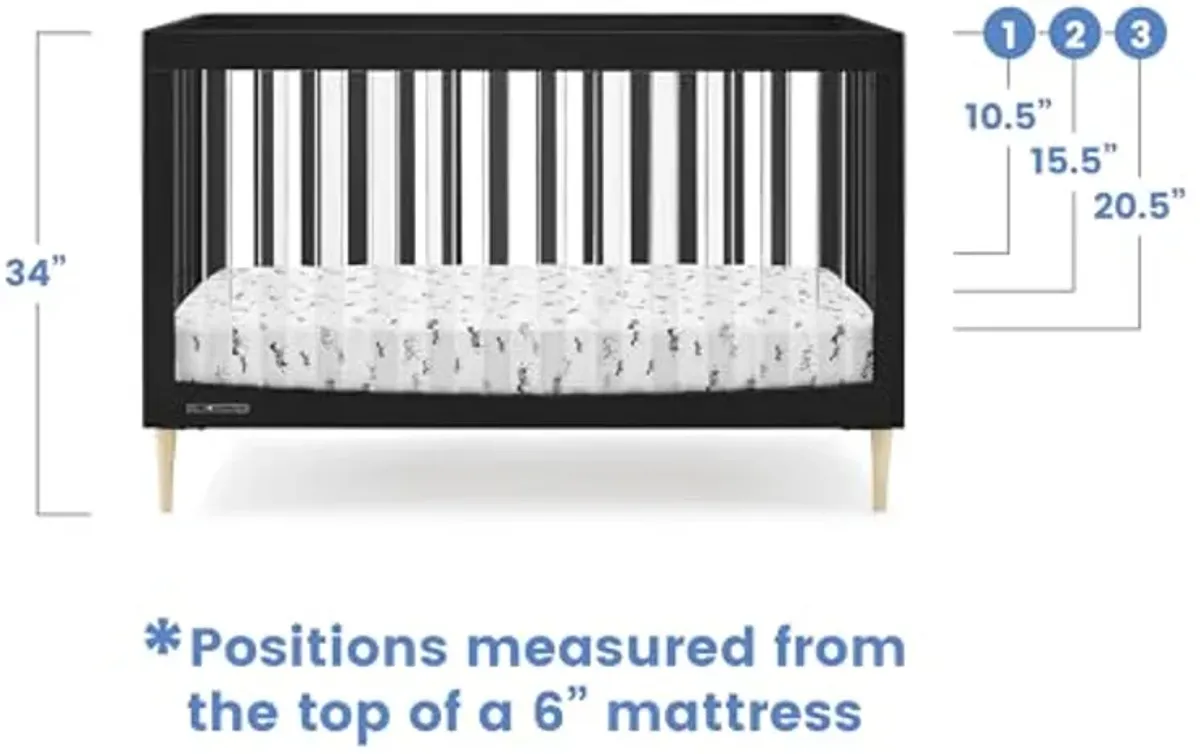 Delta Children Austin Acrylic 4-in-1 Convertible Baby Crib - Greenguard Gold Certified, Midnight Grey/Natural