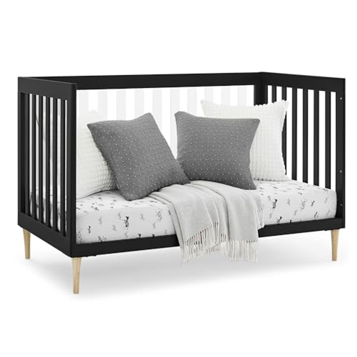 Delta Children Austin Acrylic 4-in-1 Convertible Baby Crib - Greenguard Gold Certified, Midnight Grey/Natural