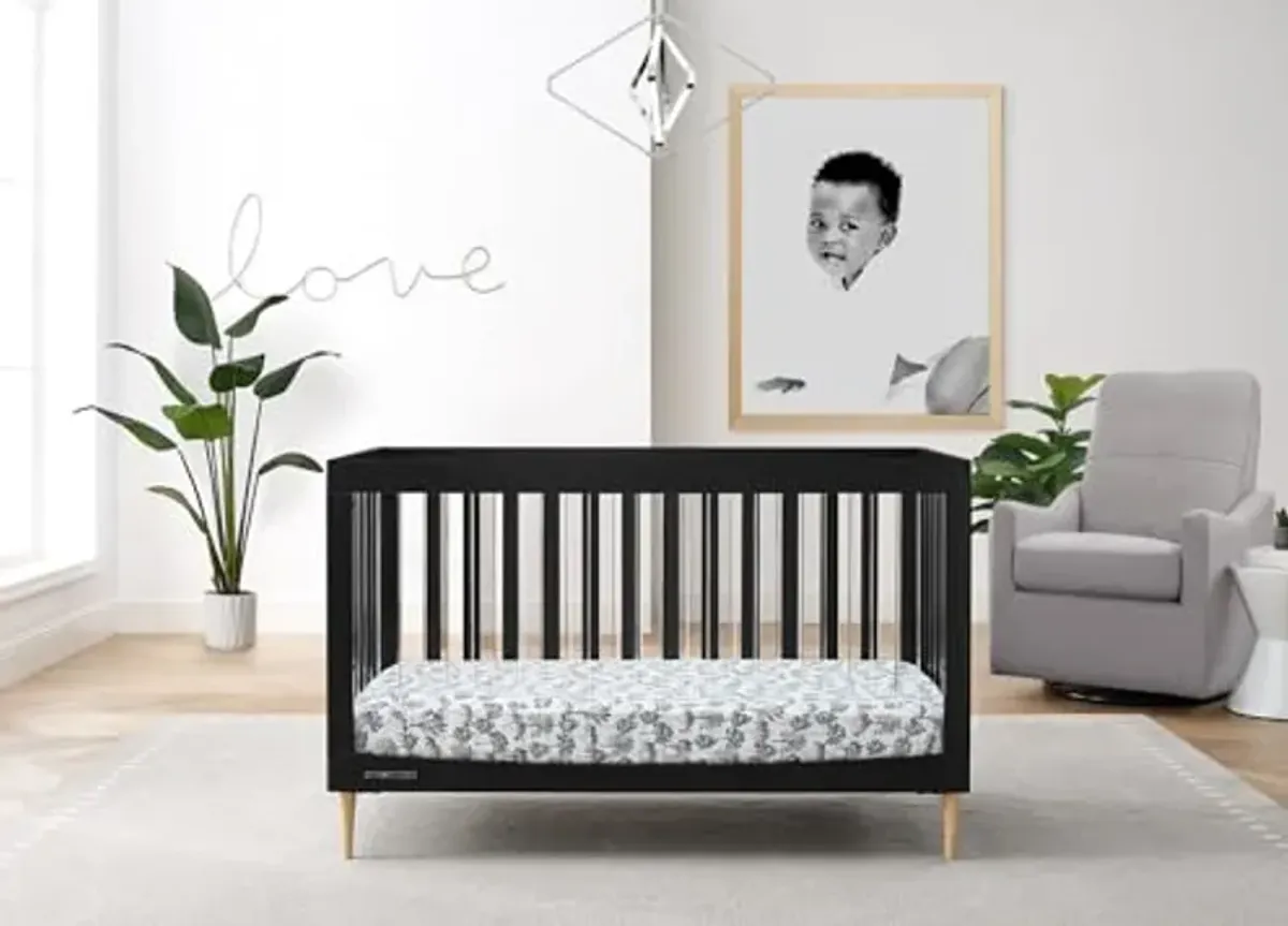 Delta Children Austin Acrylic 4-in-1 Convertible Baby Crib - Greenguard Gold Certified, Midnight Grey/Natural