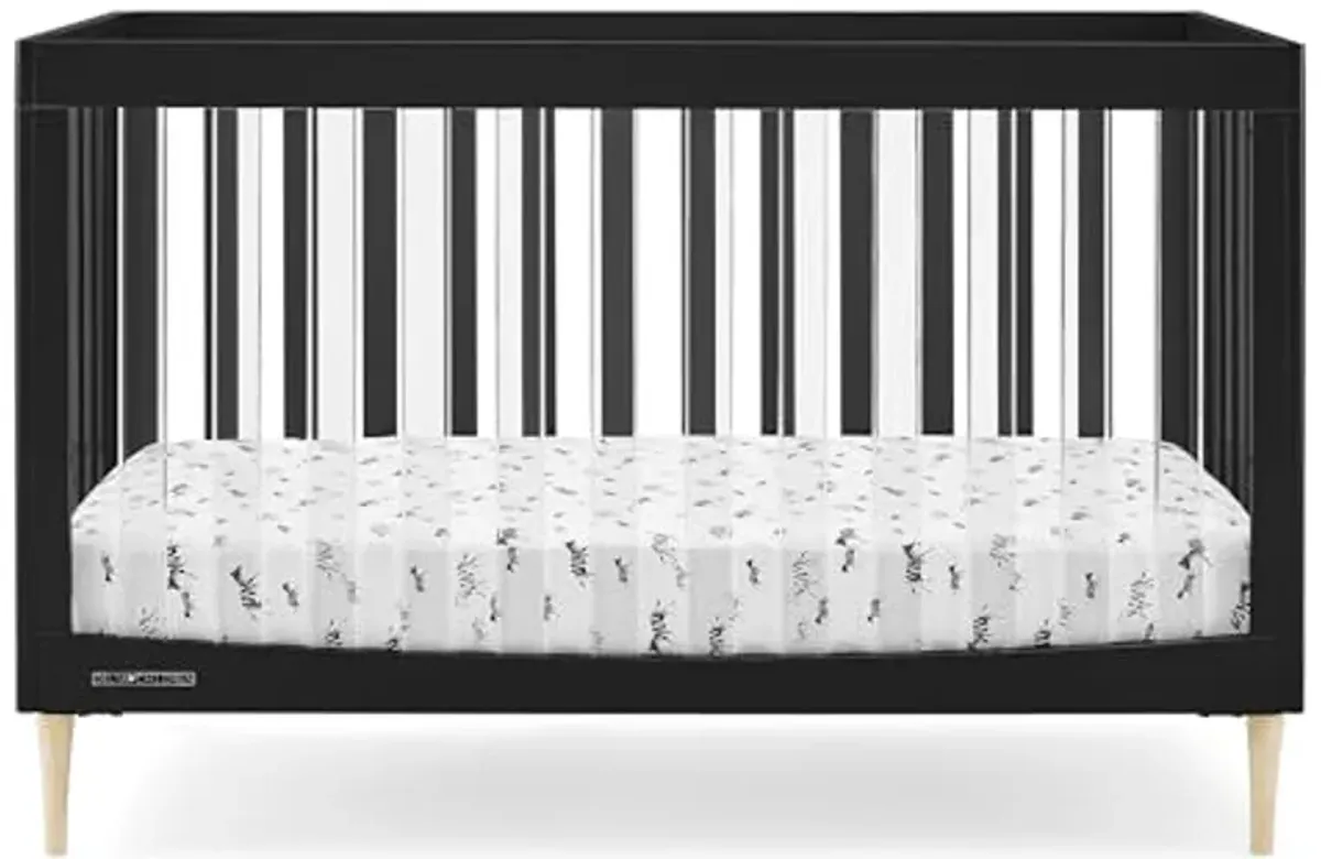 Delta Children Austin Acrylic 4-in-1 Convertible Baby Crib - Greenguard Gold Certified, Midnight Grey/Natural