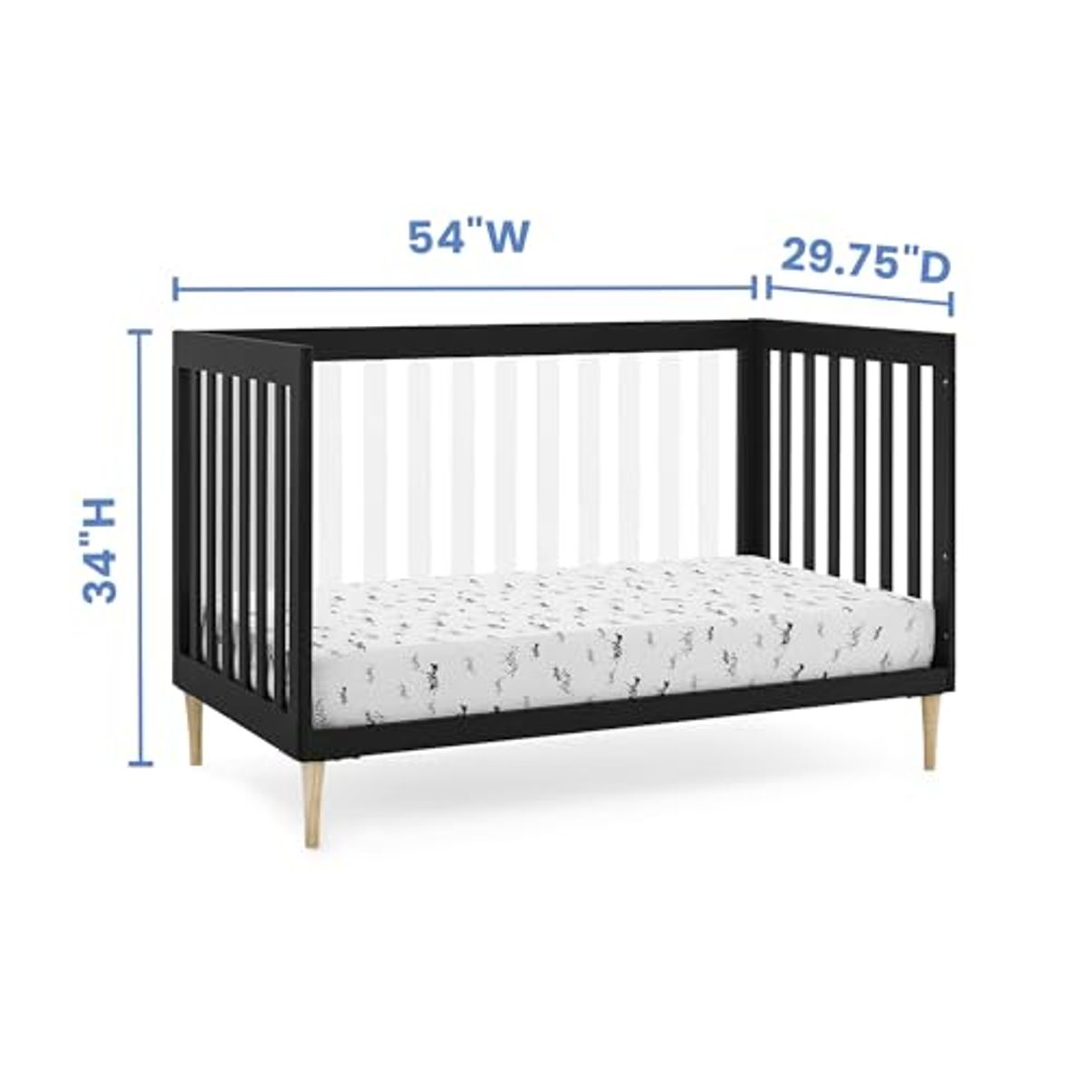 Delta Children Austin Acrylic 4-in-1 Convertible Baby Crib - Greenguard Gold Certified, Midnight Grey/Natural