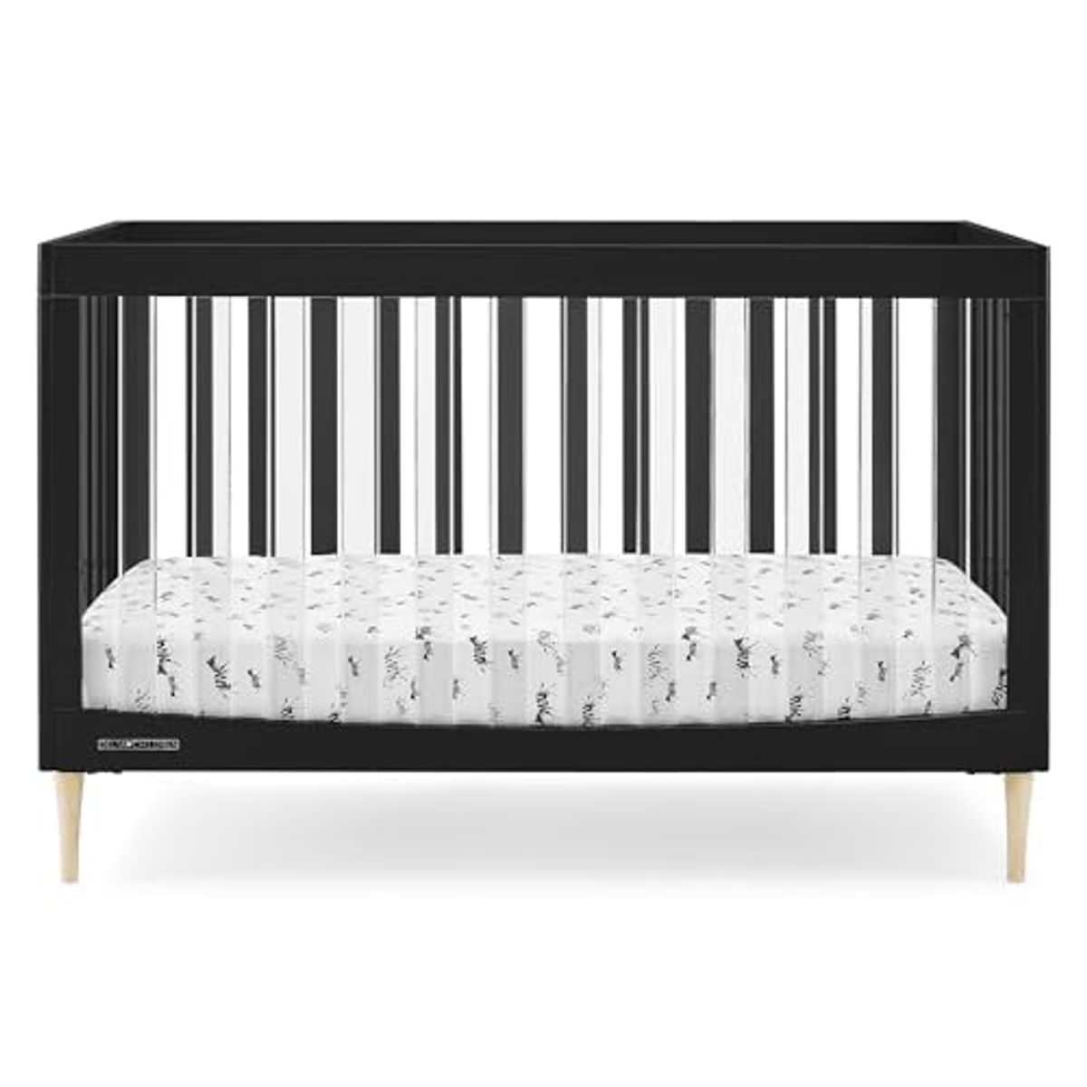 Delta Children Austin Acrylic 4-in-1 Convertible Baby Crib - Greenguard Gold Certified, Midnight Grey/Natural